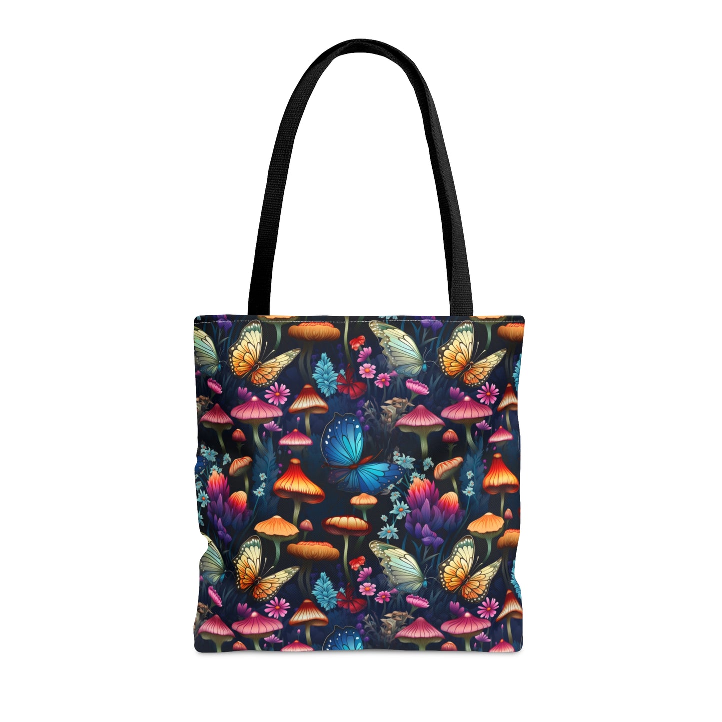 Mystical Butterflies and Mushroom Nighttime Garden - Canvas Tote 3 Sizes