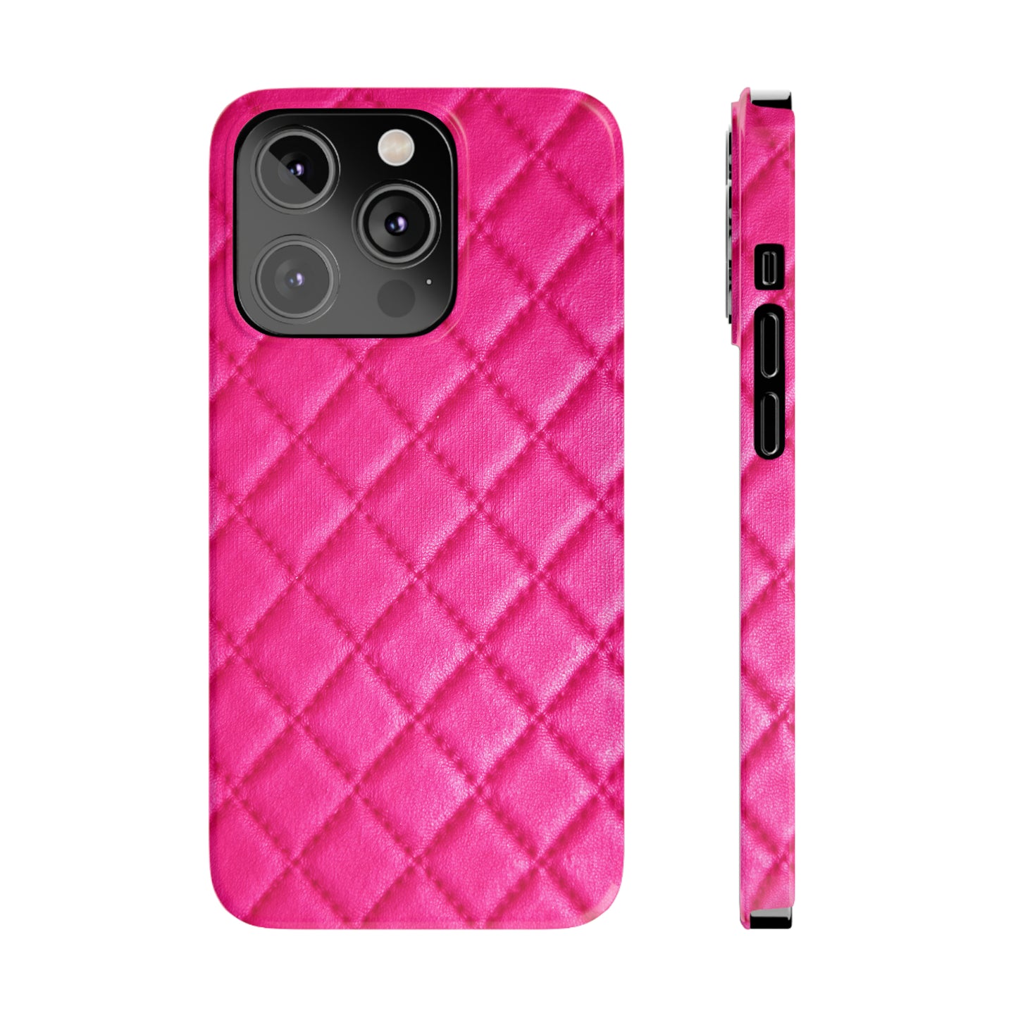 Pink Quilted Design Iphone 15-12 Slim Phone Case