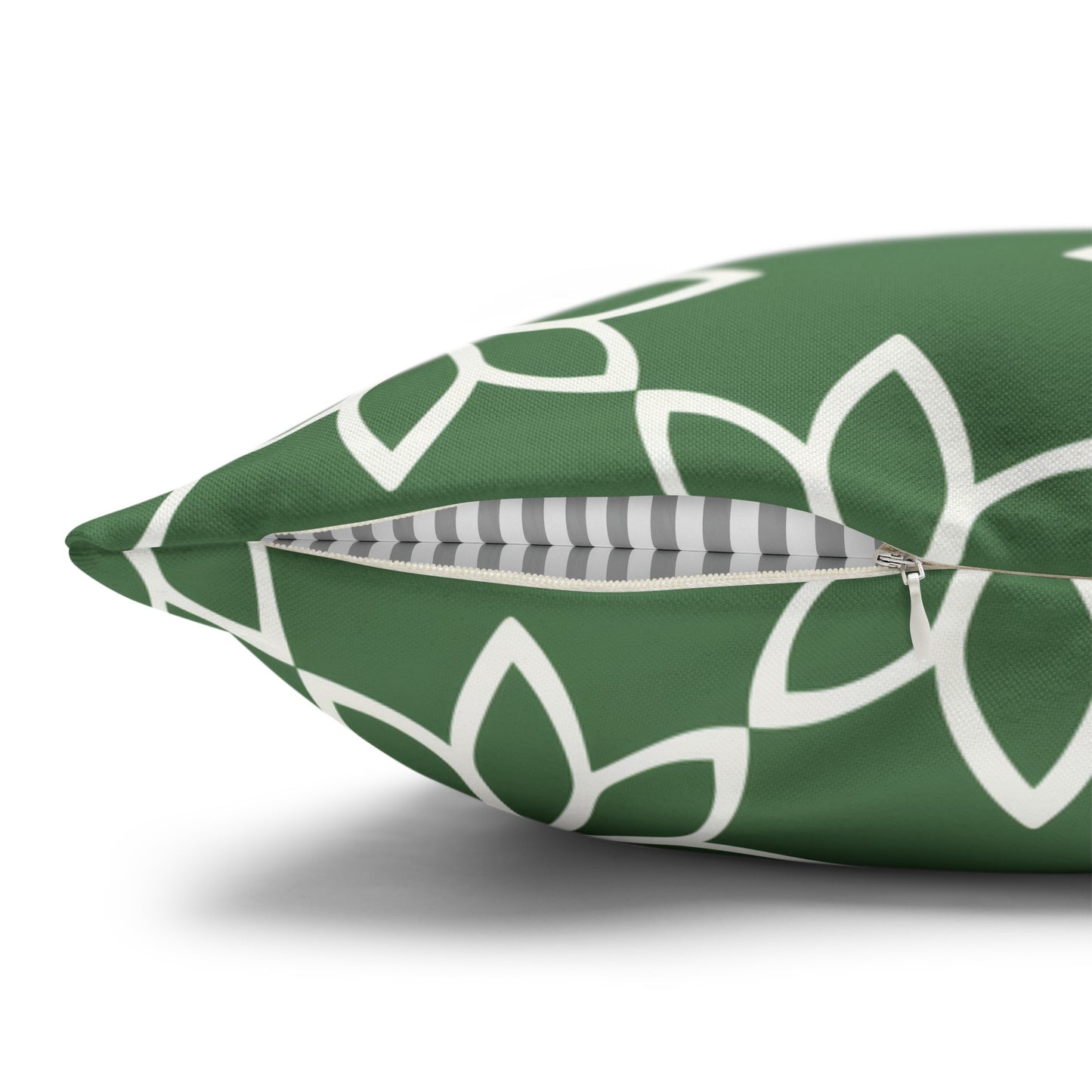 Modern Minimalist Green and White Geometric Floral Design Spun Polyester Square Pillowcase 4 Sizes