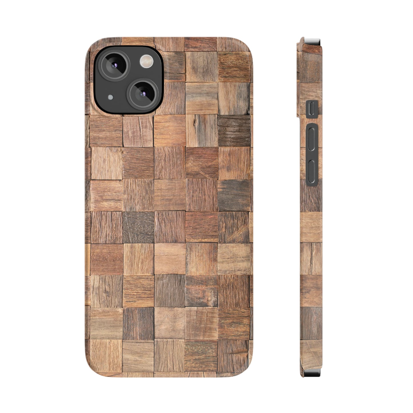 Organic Elegance Natural Woven Wood Design Design Iphone 15-12 Slim Phone Case