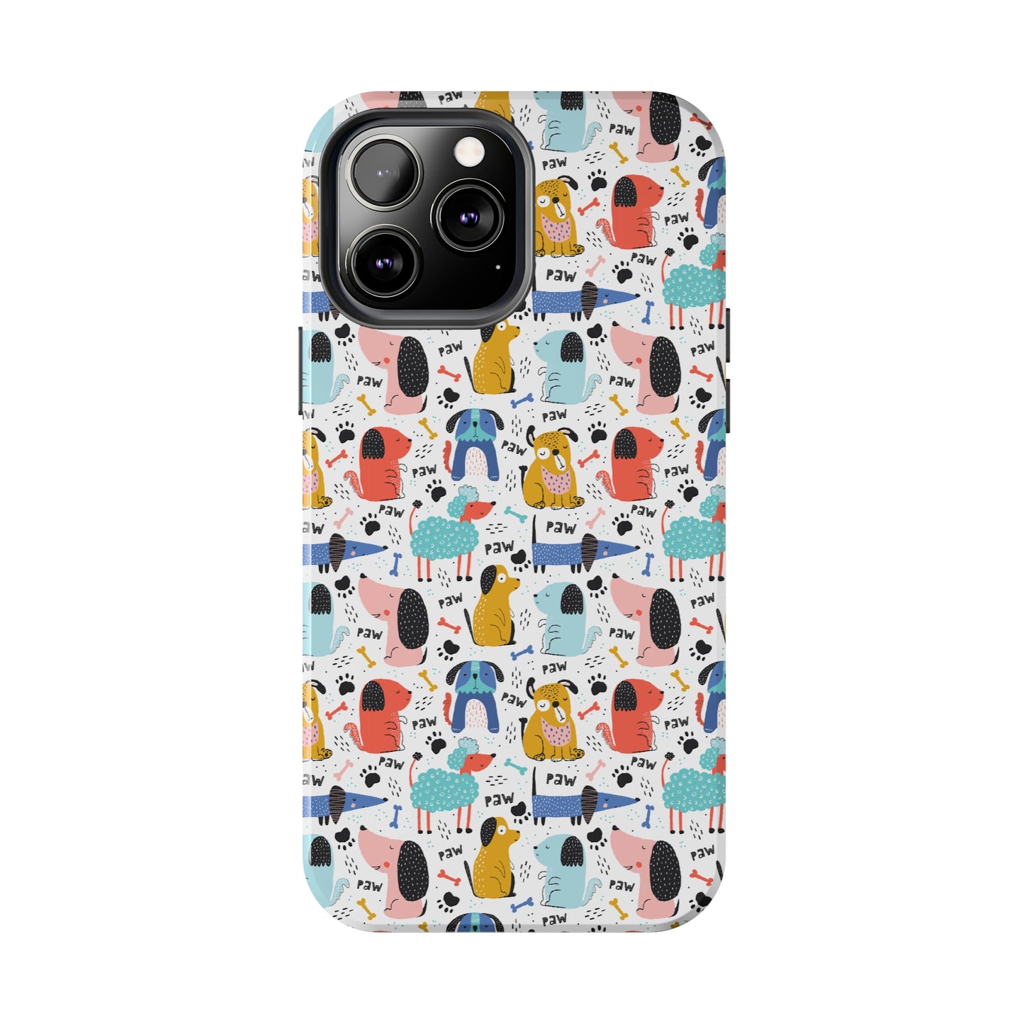 Playful Pups: Colorful Cartoon Dogs Iphone Tough Phone Case