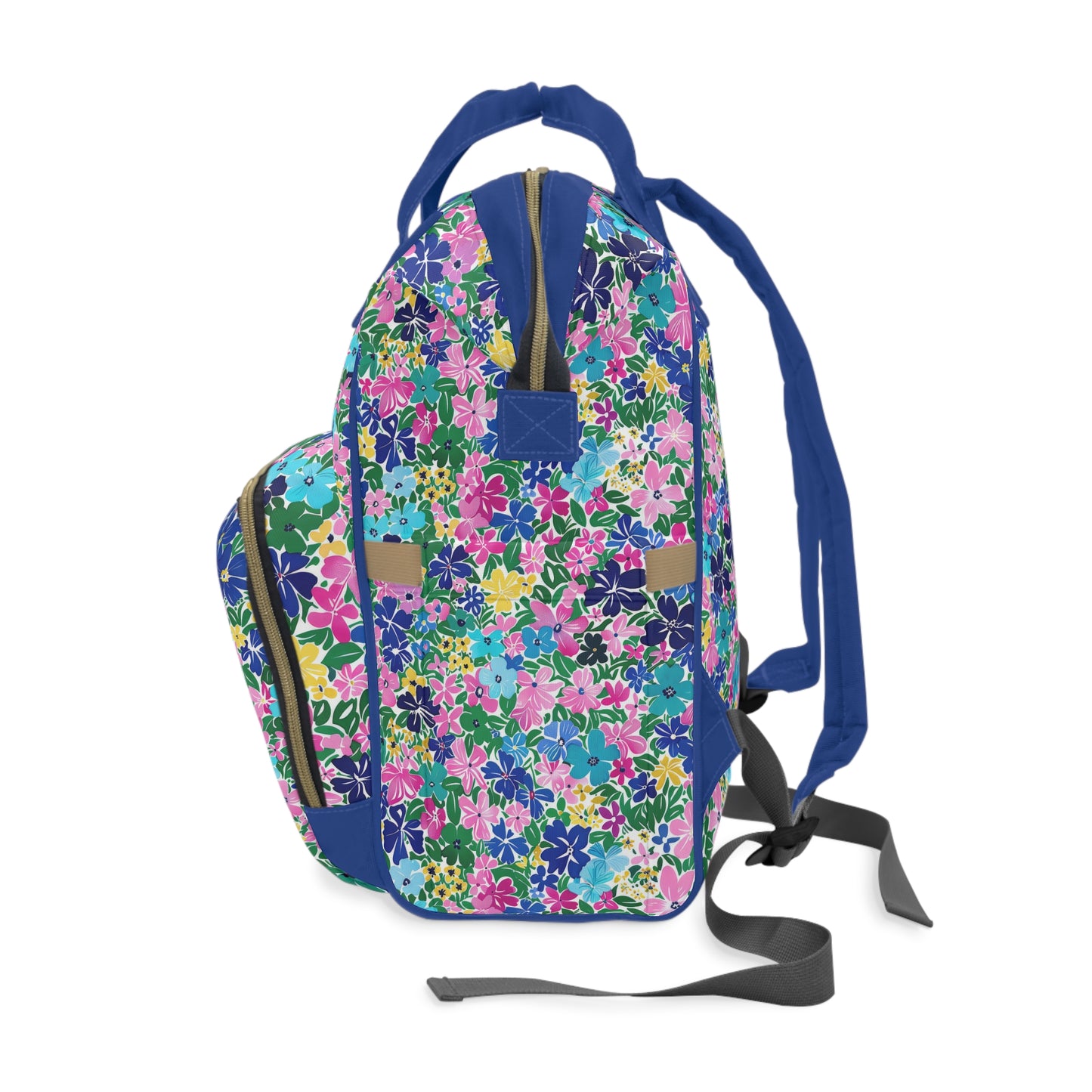 Rainbow Blooms: Vibrant Multi-color Watercolor Flowers in Full Bloom Multifunctional Diaper Backpack