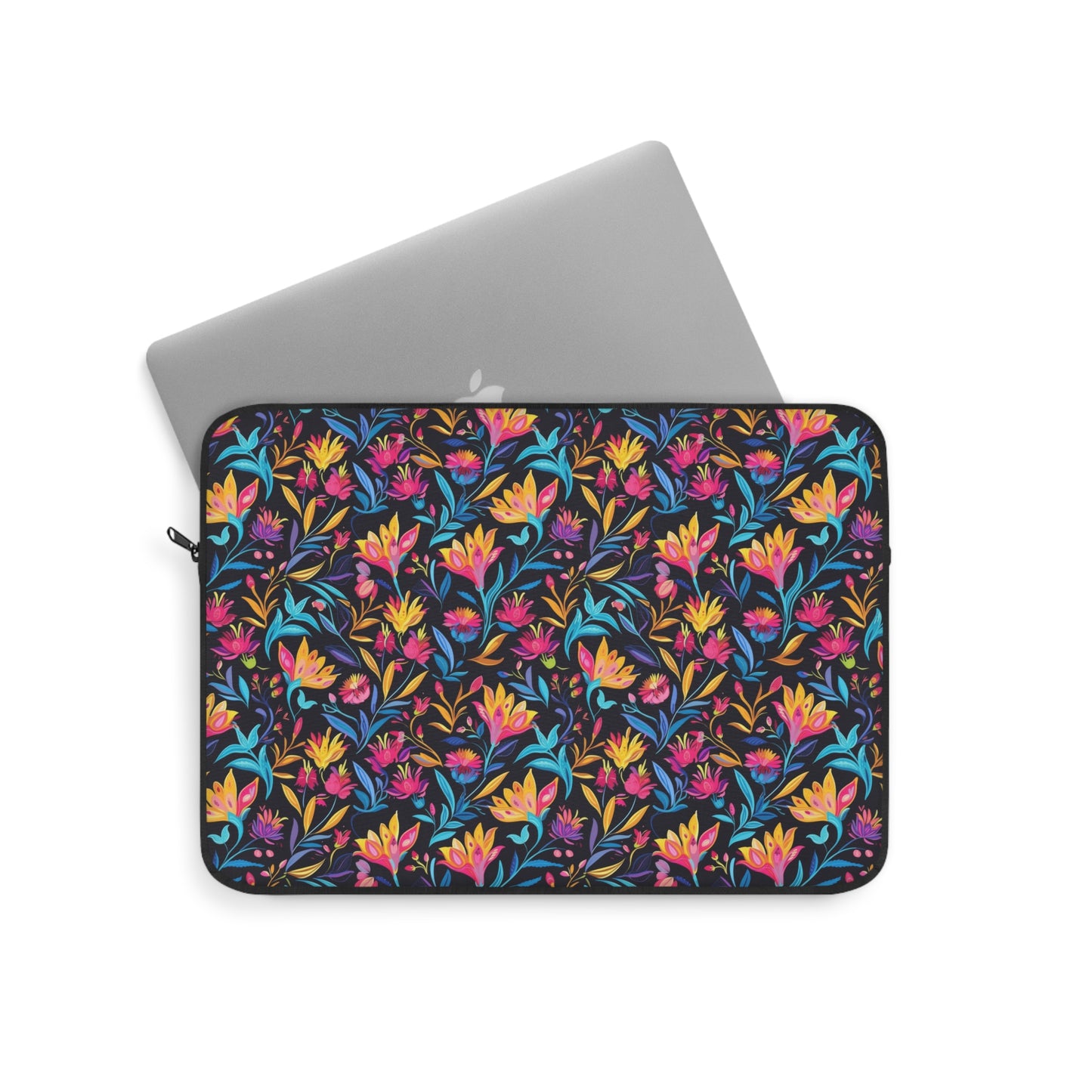 Vibrant Floral Fantasy in Midnight Garden Laptop or Ipad Protective Sleeve 3 Sizes Available