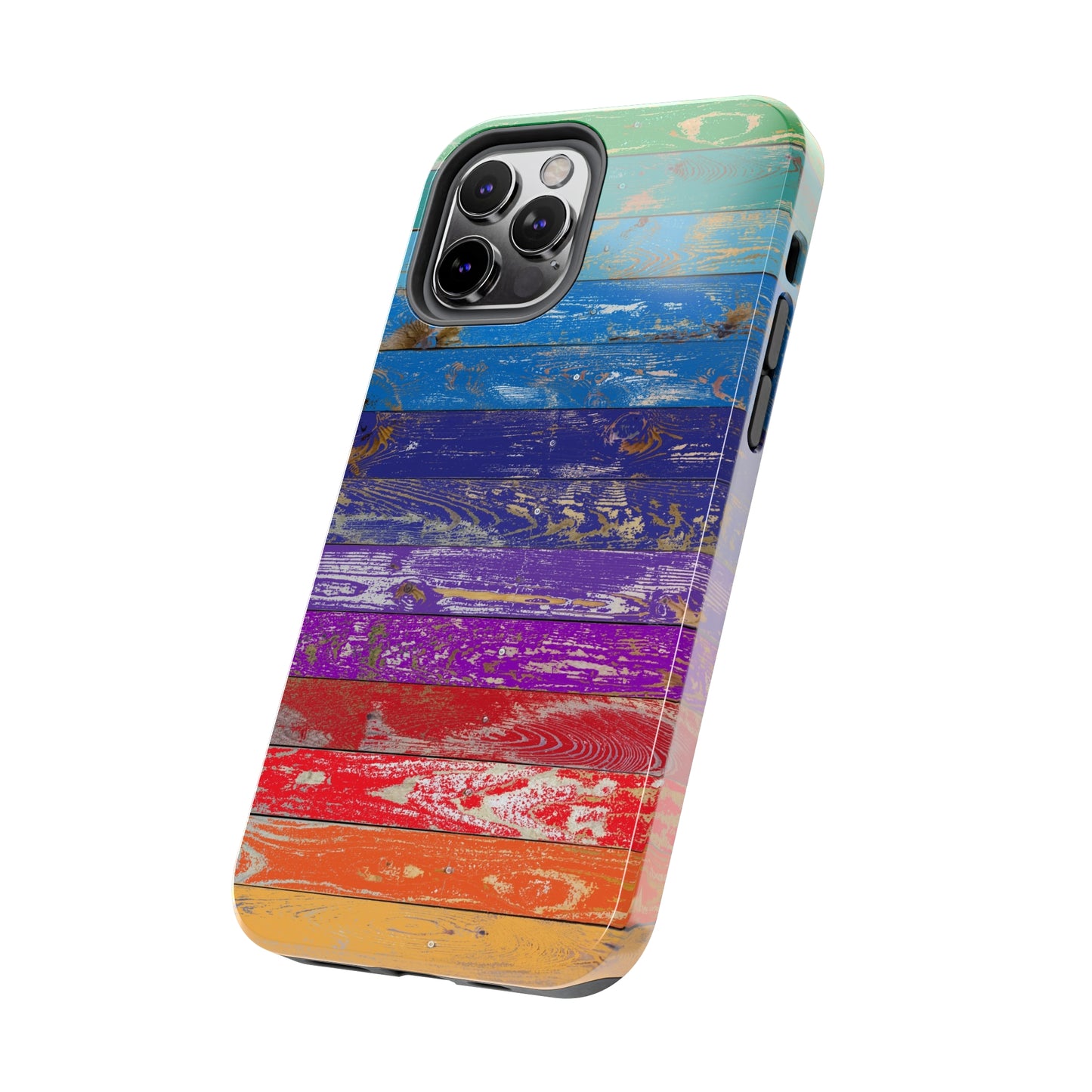 Rainbow Wood Planks Iphone Tough Phone Case