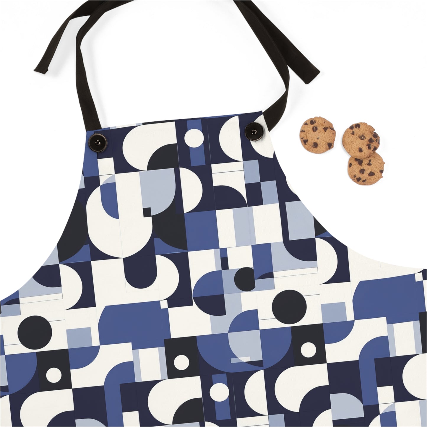 Navy Blue and White Mid-Century Modern Design Kitchen Chef Apron