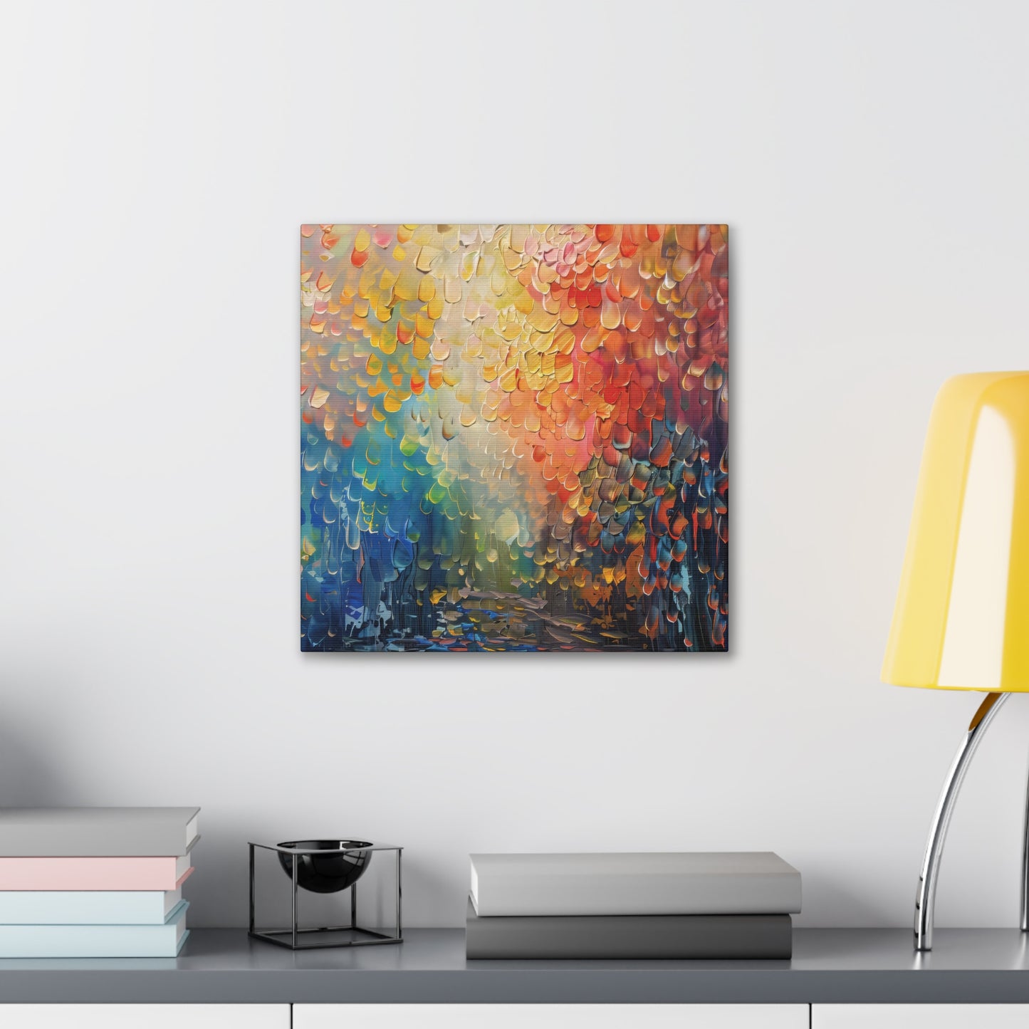 Vibrant Abstract Sun Setting Behind the Trees Print on Canvas Gallery Wraps  - 5 Sizes