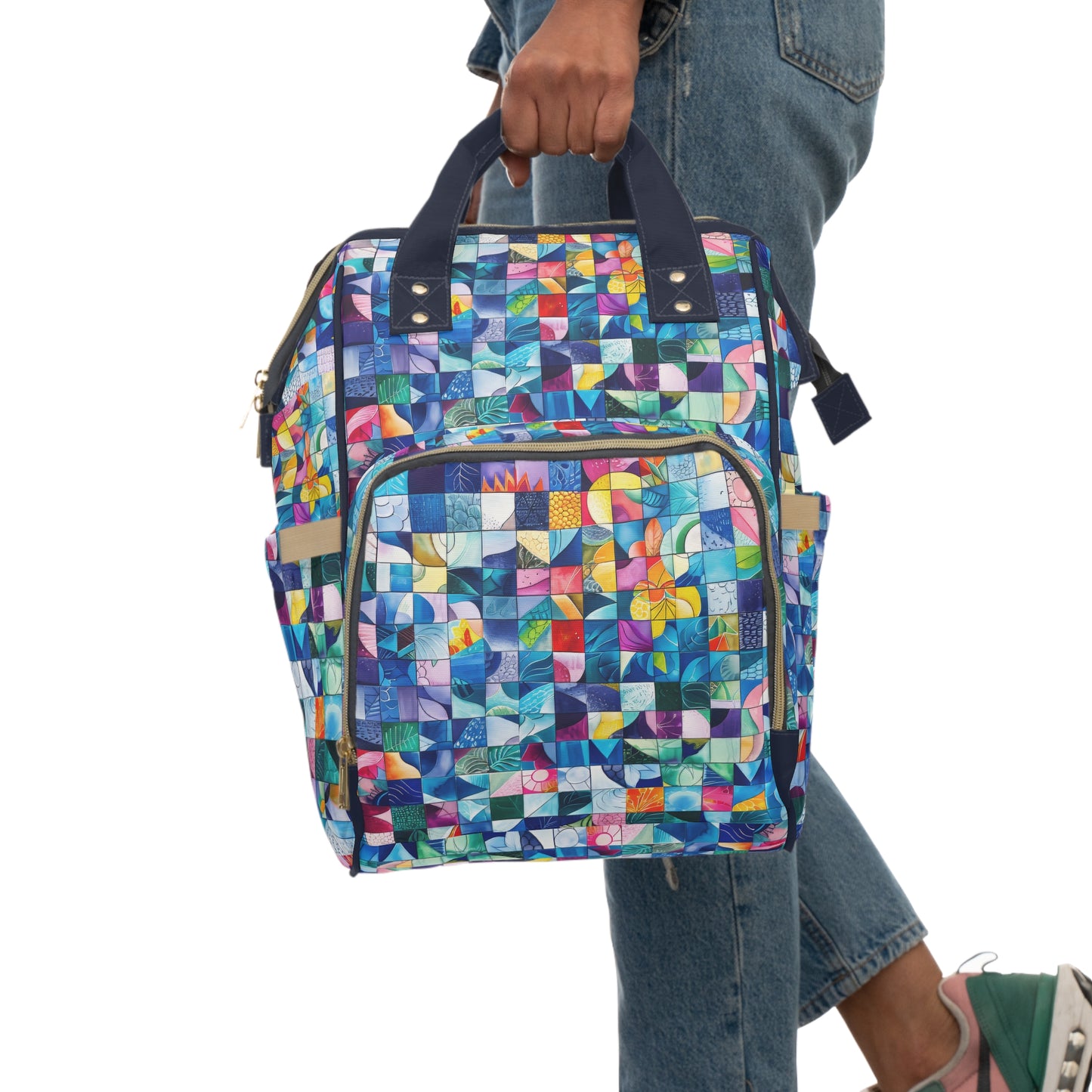 Artistic Kaleidoscope: Abstract Patchwork of Diverse Art Styles Multifunctional Diaper Backpack