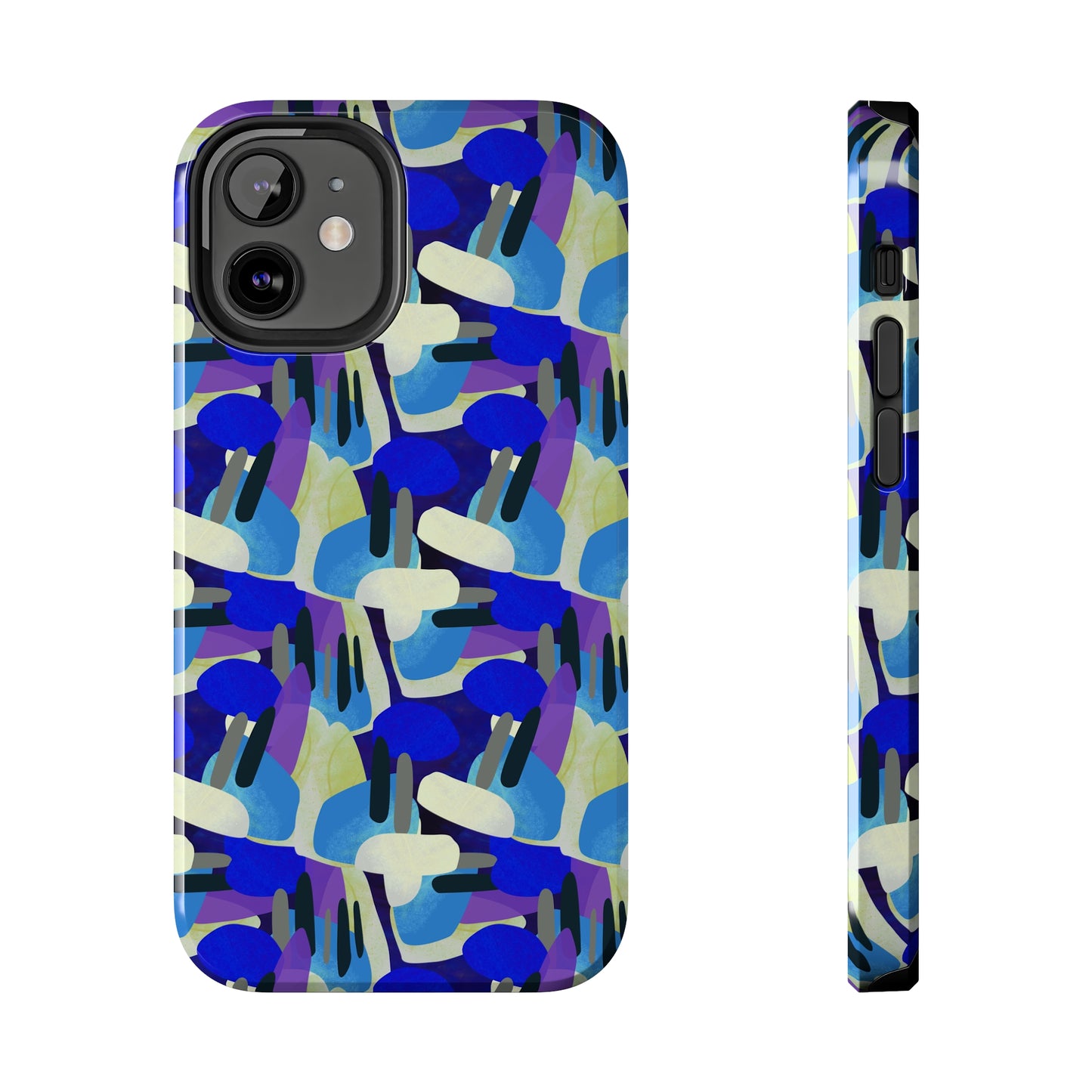 Blue, Purple and Green Abstract Design Iphone Tough Phone Case