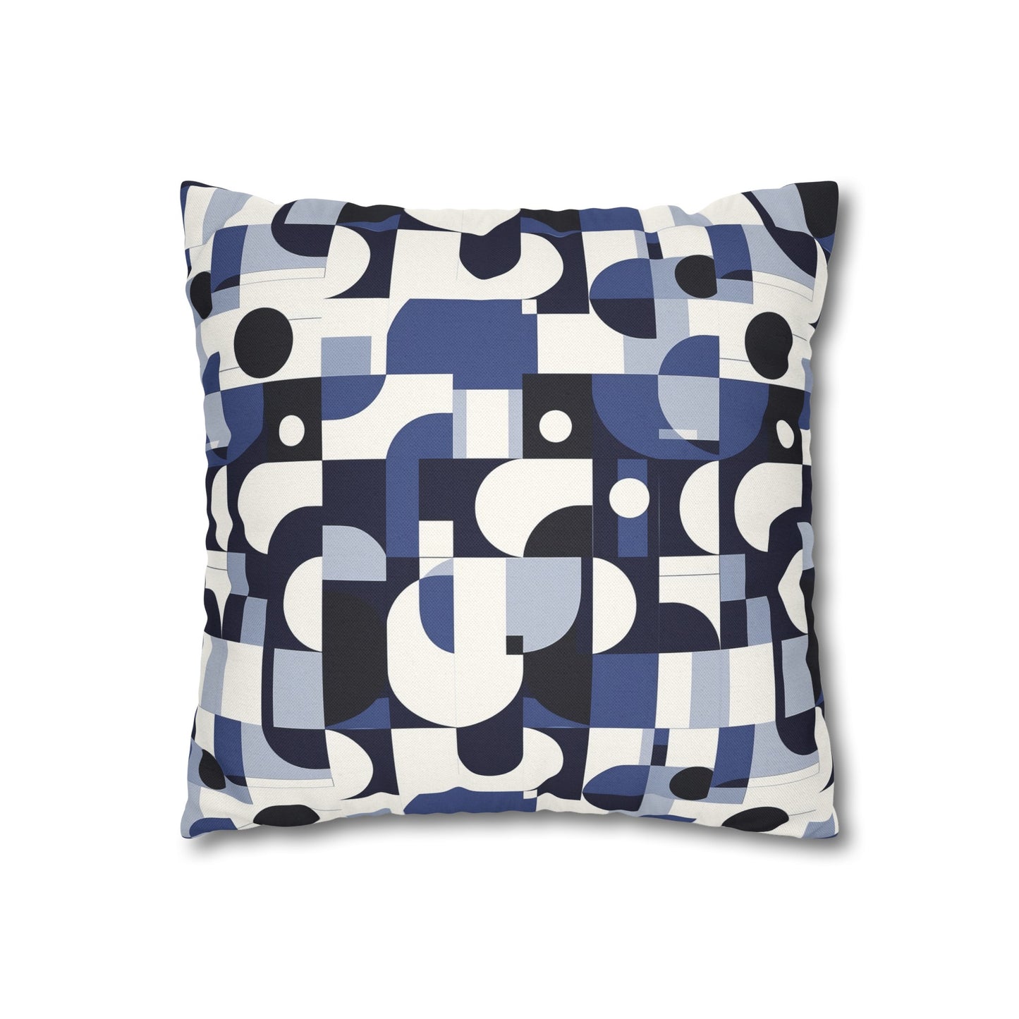 Navy Blue and White Mid-Century Modern Design Spun Polyester Square Pillowcase 4 Sizes