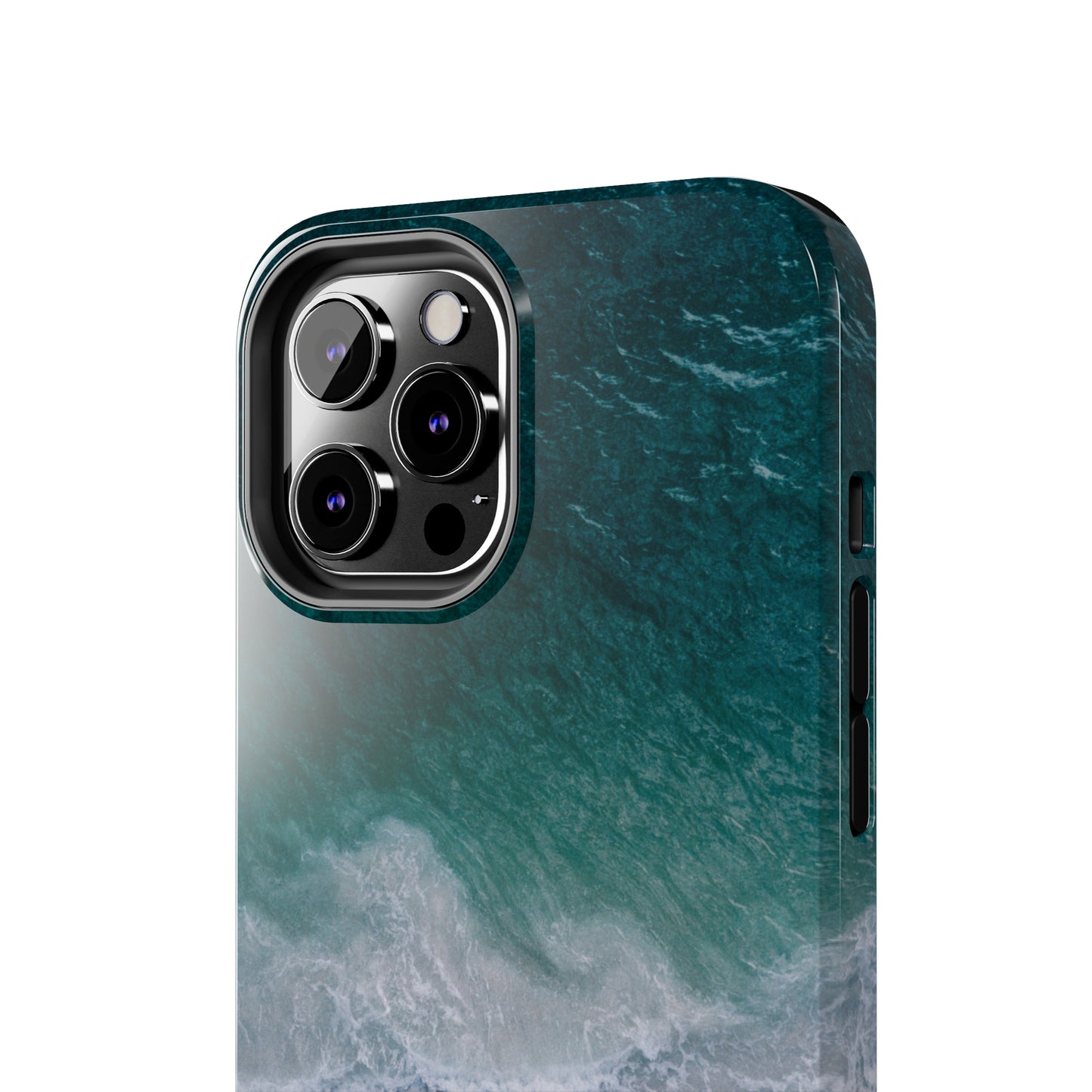 Ocean's Embrace: Deep Green Waters with White Waves Crashing onto the Beach Design Iphone Tough Phone Case