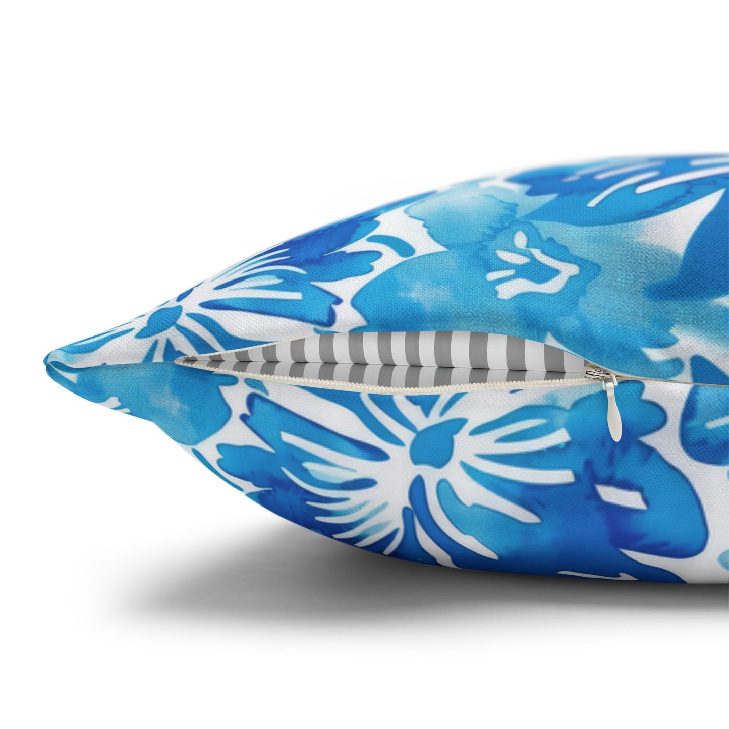 Tranquil Tropics: Soft Blue Tropical Flowers Spun Polyester Square Pillowcase 4 Sizes