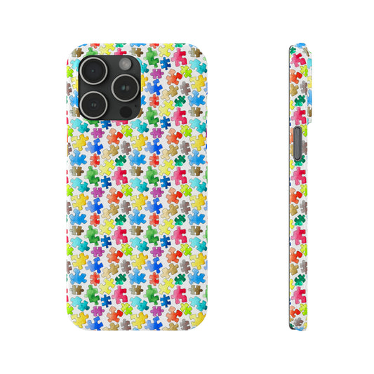 Rainbow Puzzle Pieces Iphone 15-12 Slim Phone Case