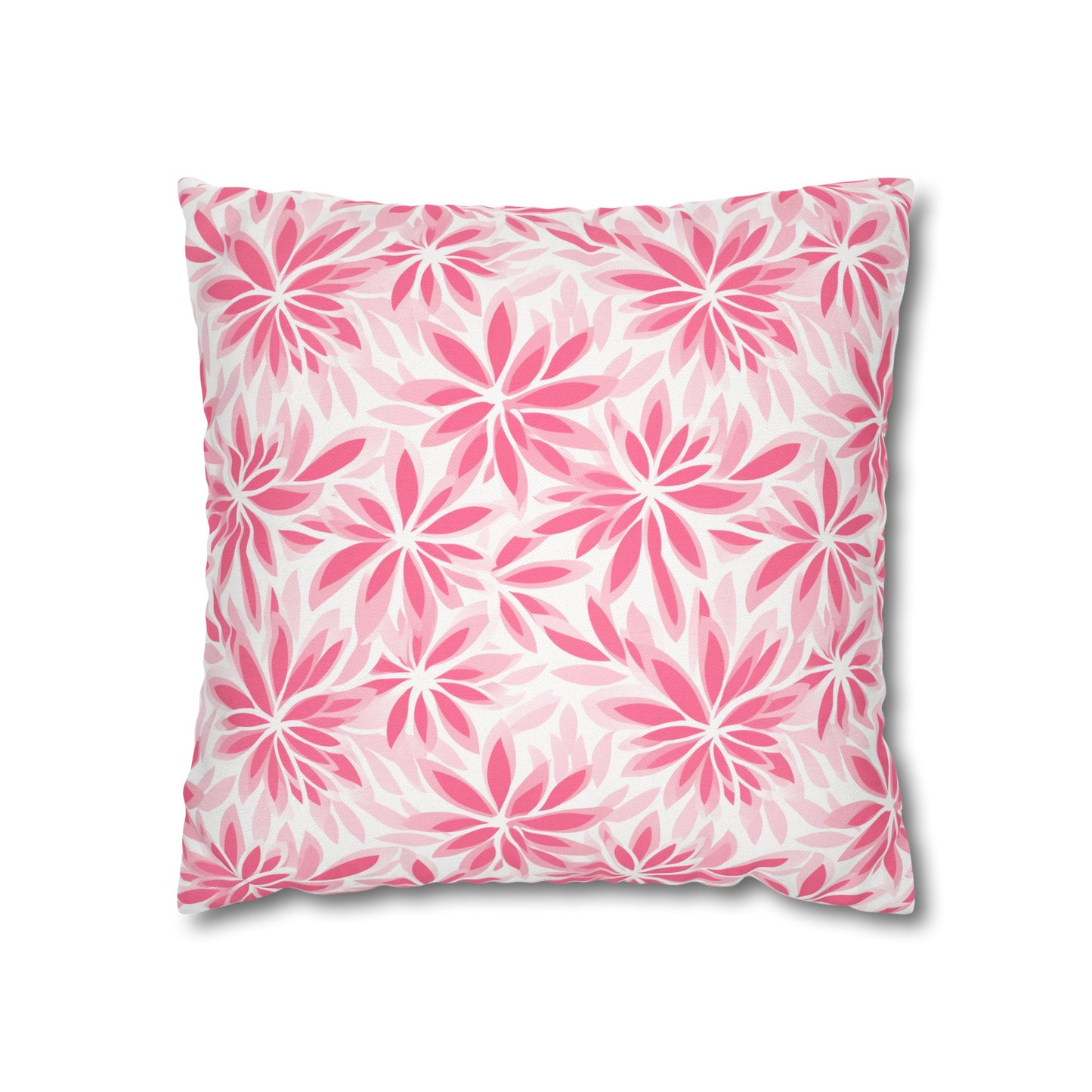 Blush Blooms Soft Pink Floral Pattern Spun Polyester Square Pillowcase 4 Sizes