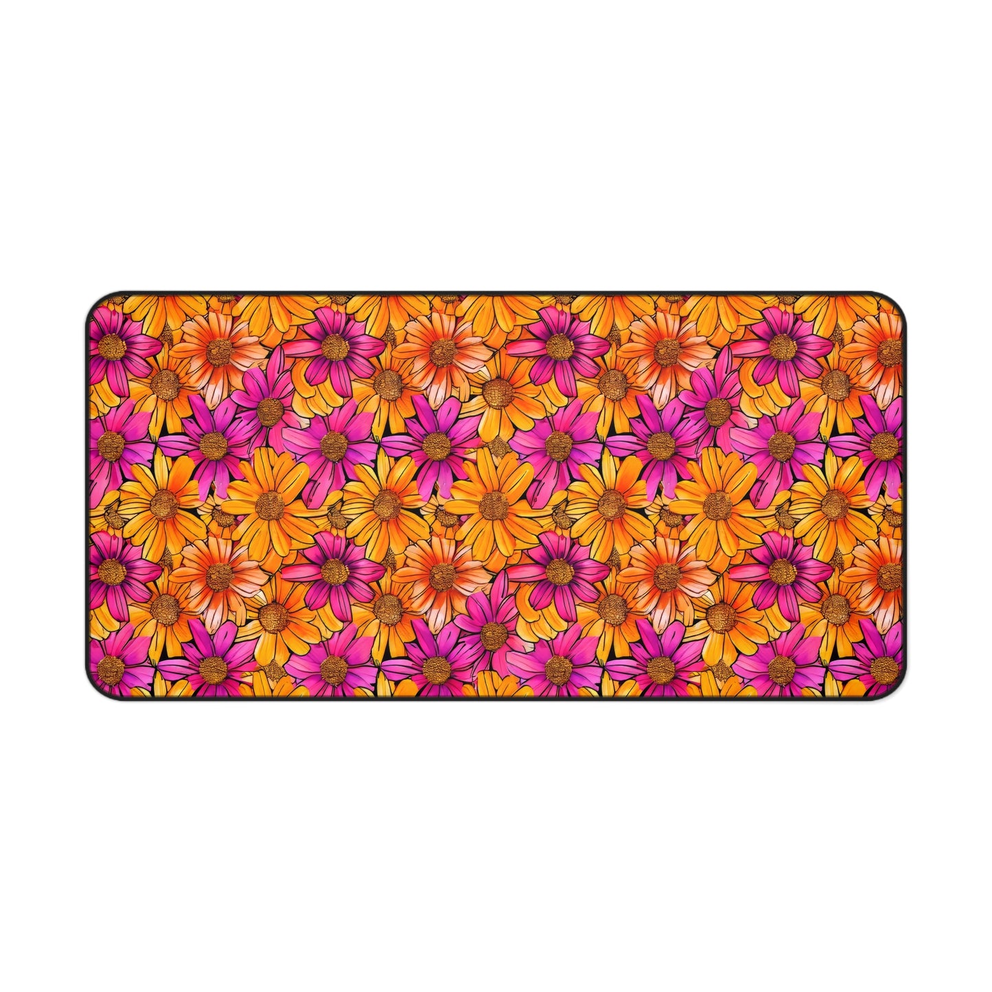 Vibrant Daisy Delight with Bold Orange and Pink Flowers Extended Gaming Mouse Pad  Desk Mat  - 3 Sizes