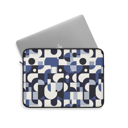 Navy Blue and White Mid-Century Modern Design Laptop or Ipad Protective Sleeve 3 Sizes Available