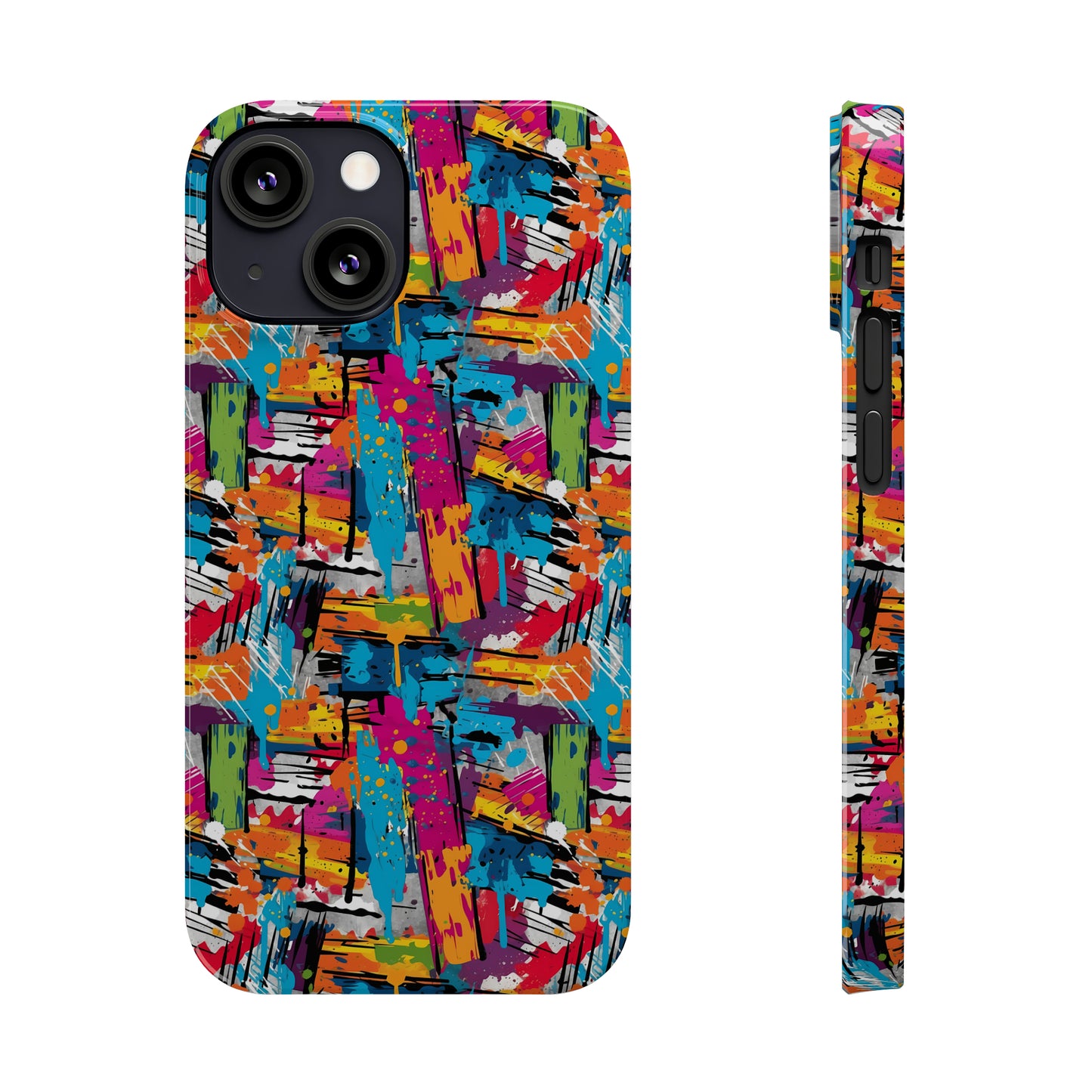 Abstract Brush Painted Colorful Design Iphone 15-12 Slim Phone Case