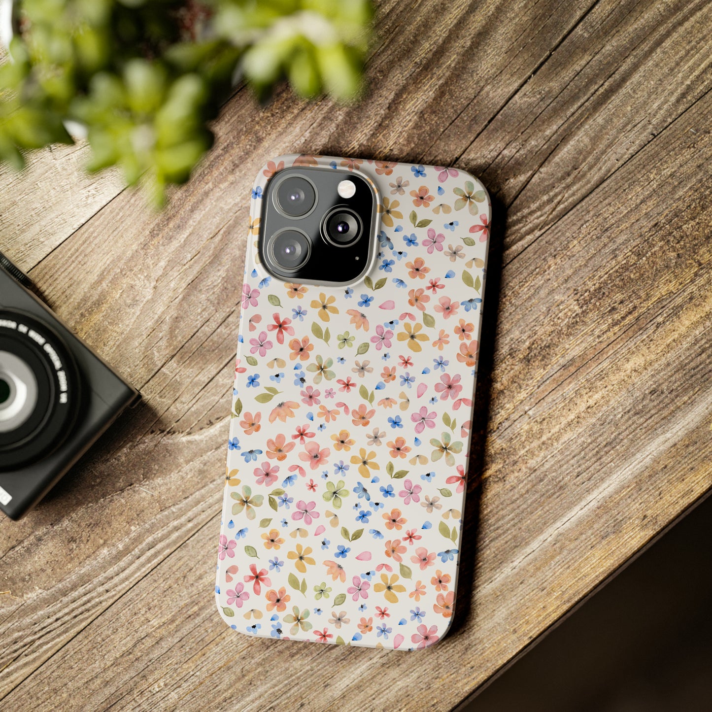 Tiny Pink, Yellow and Blue Flowers Iphone 15-12 Slim Phone Case