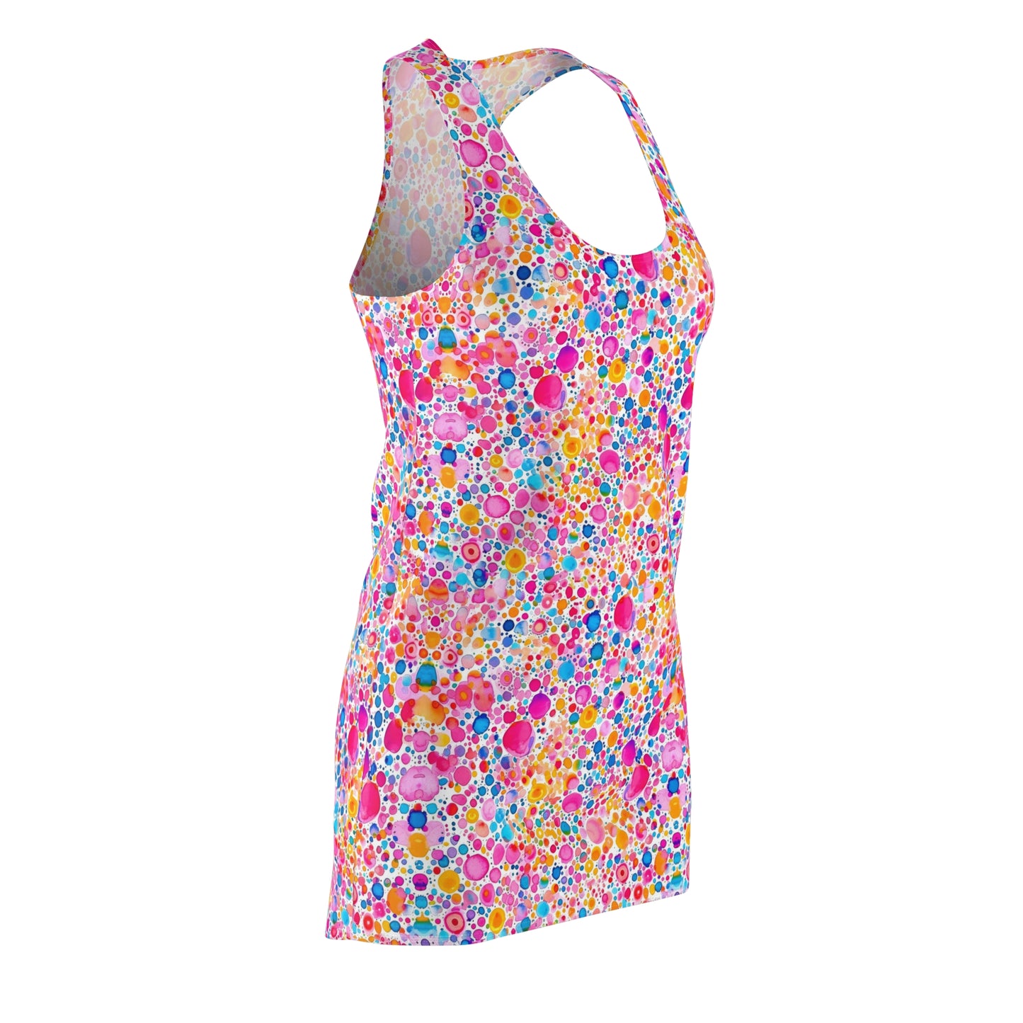 Prismatic Splatter: Rainbow Watercolor Explosion Women's Racerback Dress XS - 2XL