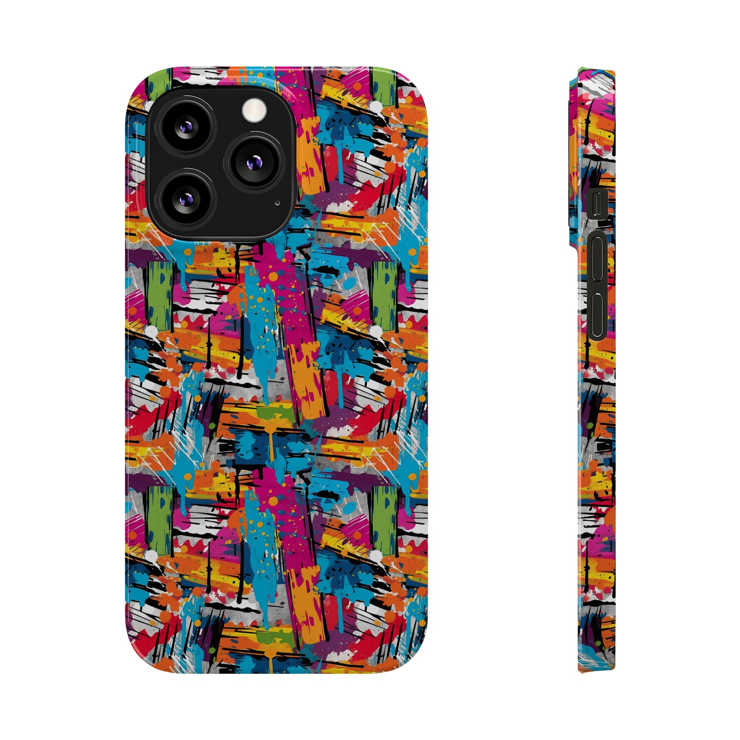 Abstract Brush Painted Colorful Design Iphone 15-12 Slim Phone Case