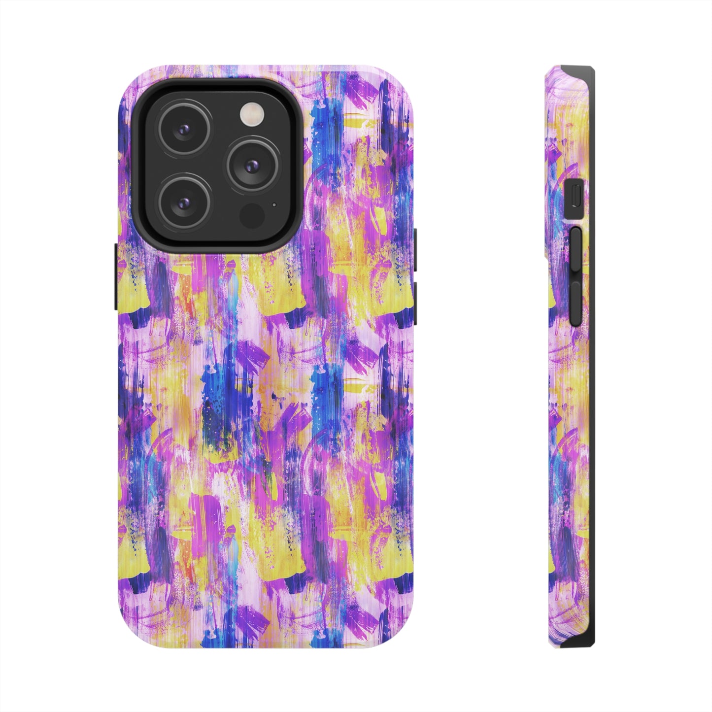 Pink & Yellow Spring Painted Abstract Iphone Tough Phone Case