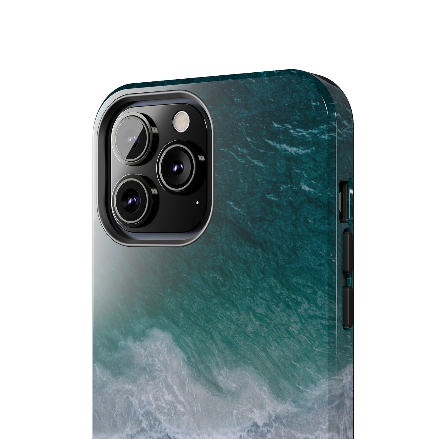 Ocean's Embrace: Deep Green Waters with White Waves Crashing onto the Beach Design Iphone Tough Phone Case