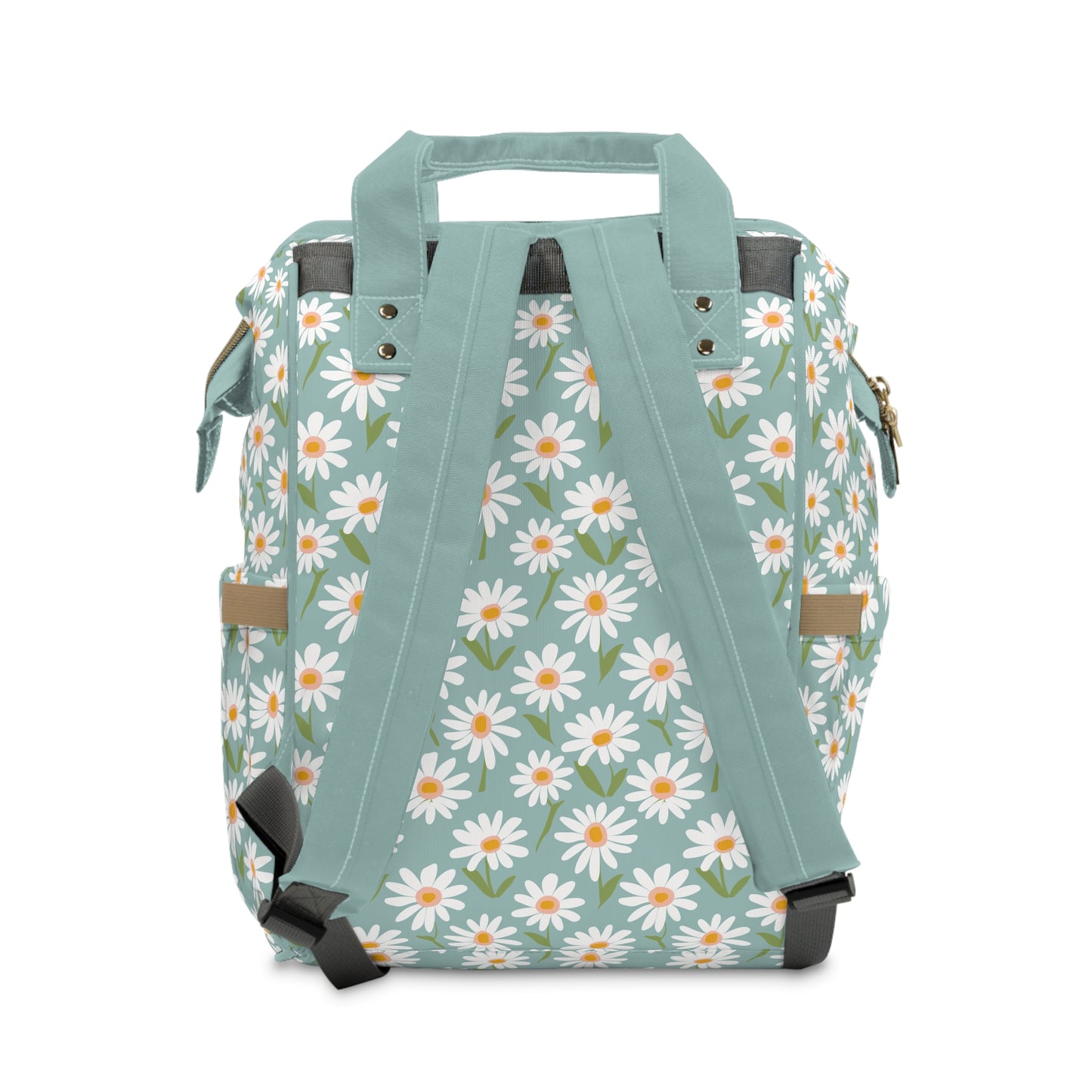 Cheerful Bright Daisy on Pastel Green Design Multifunctional Diaper Backpack