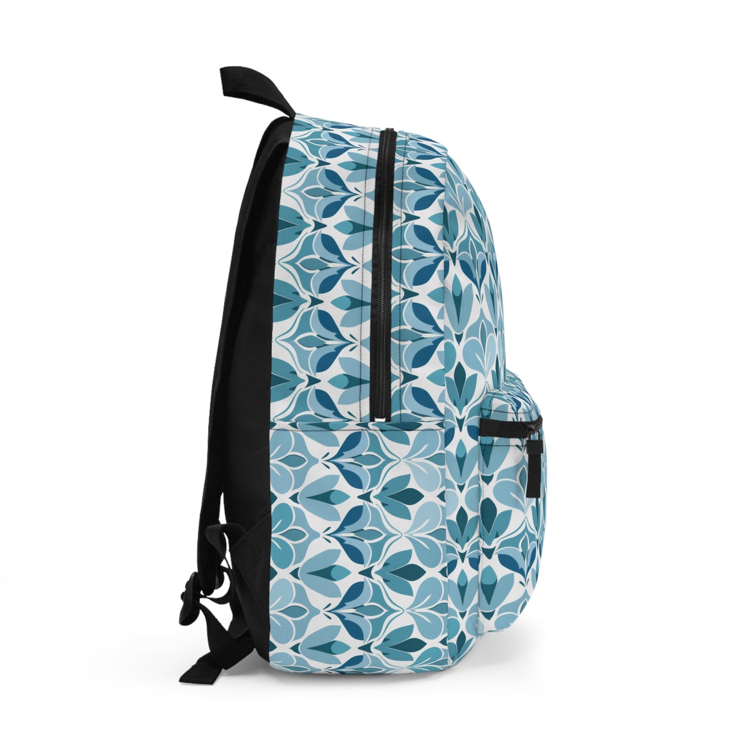 Elegant Floral Pattern in Shades of Aqua and Teal, Forming Graceful Botanical Motifs Lightweight Stylish Durable Backpack (Made in USA)