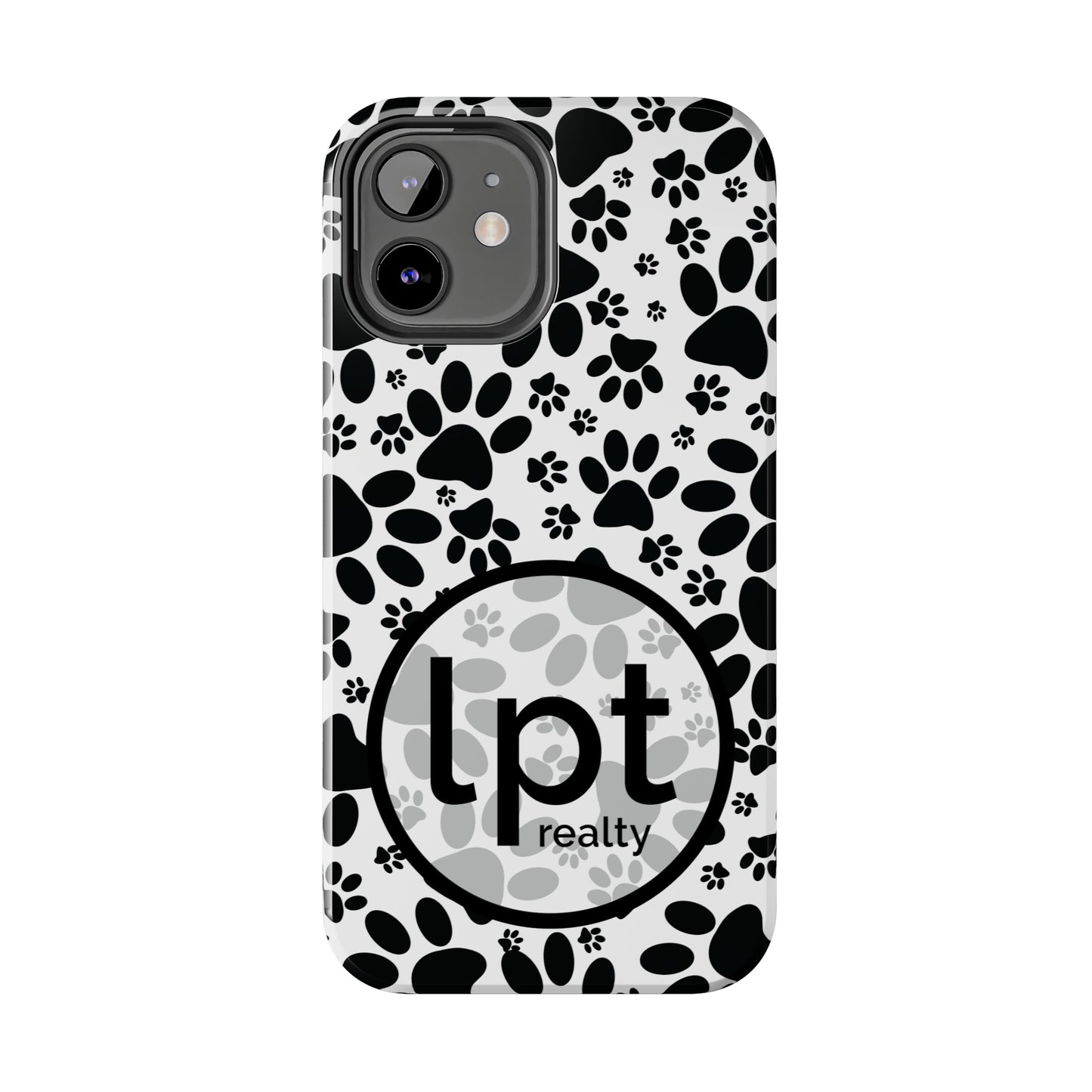 LPT Realty Logo -  Stealthy Tracks: Black Animal Paw Prints Iphone Tough Phone Case