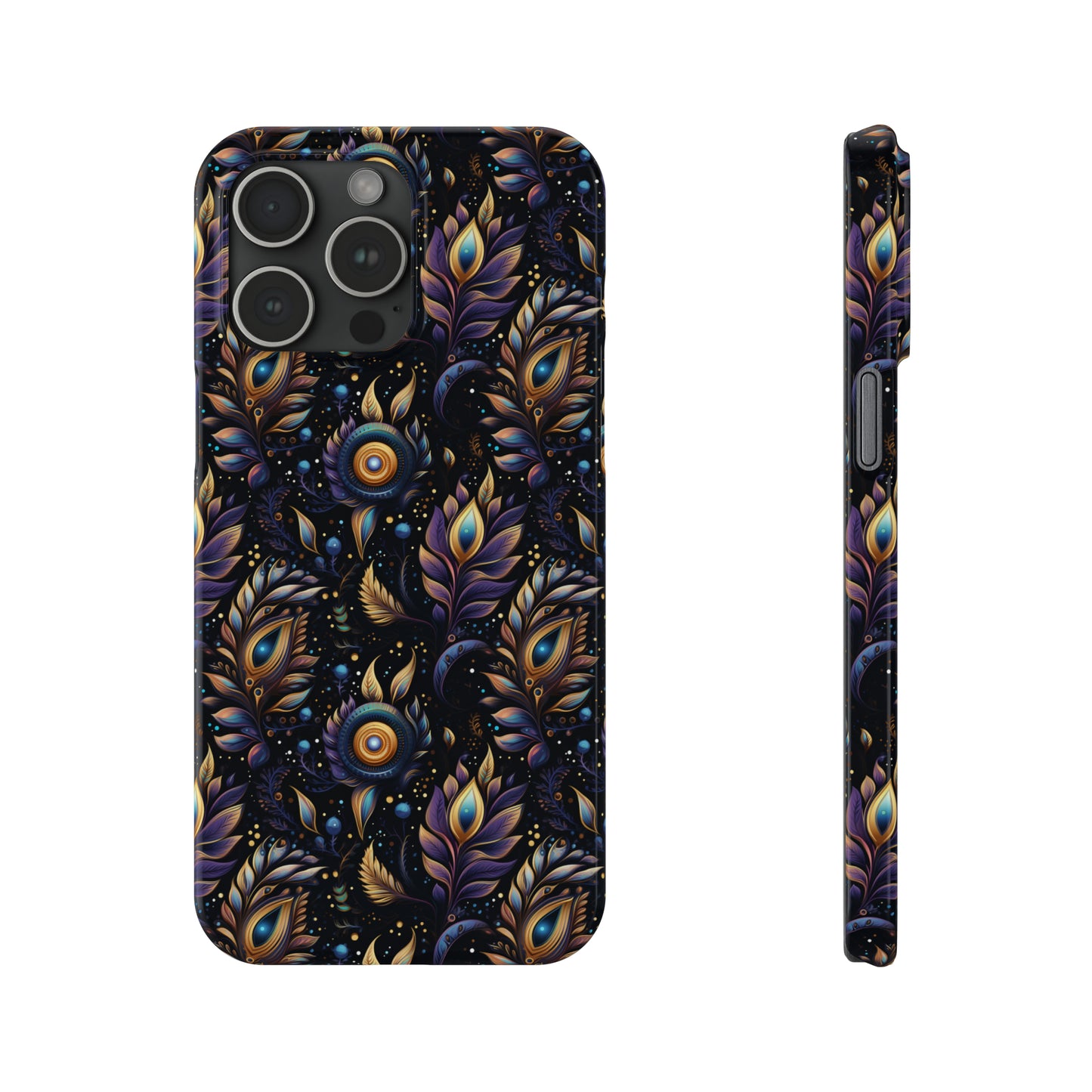 Mystical Enchanted Leaves and Celestial Stars Iphone 15-12 Slim Phone Case