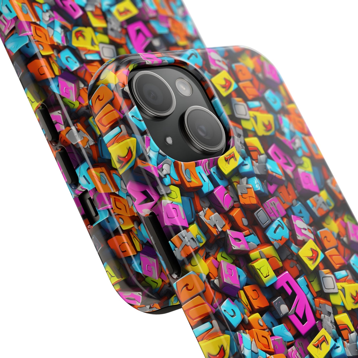 3D Abstract Colorful Block Design Iphone Tough Phone Case