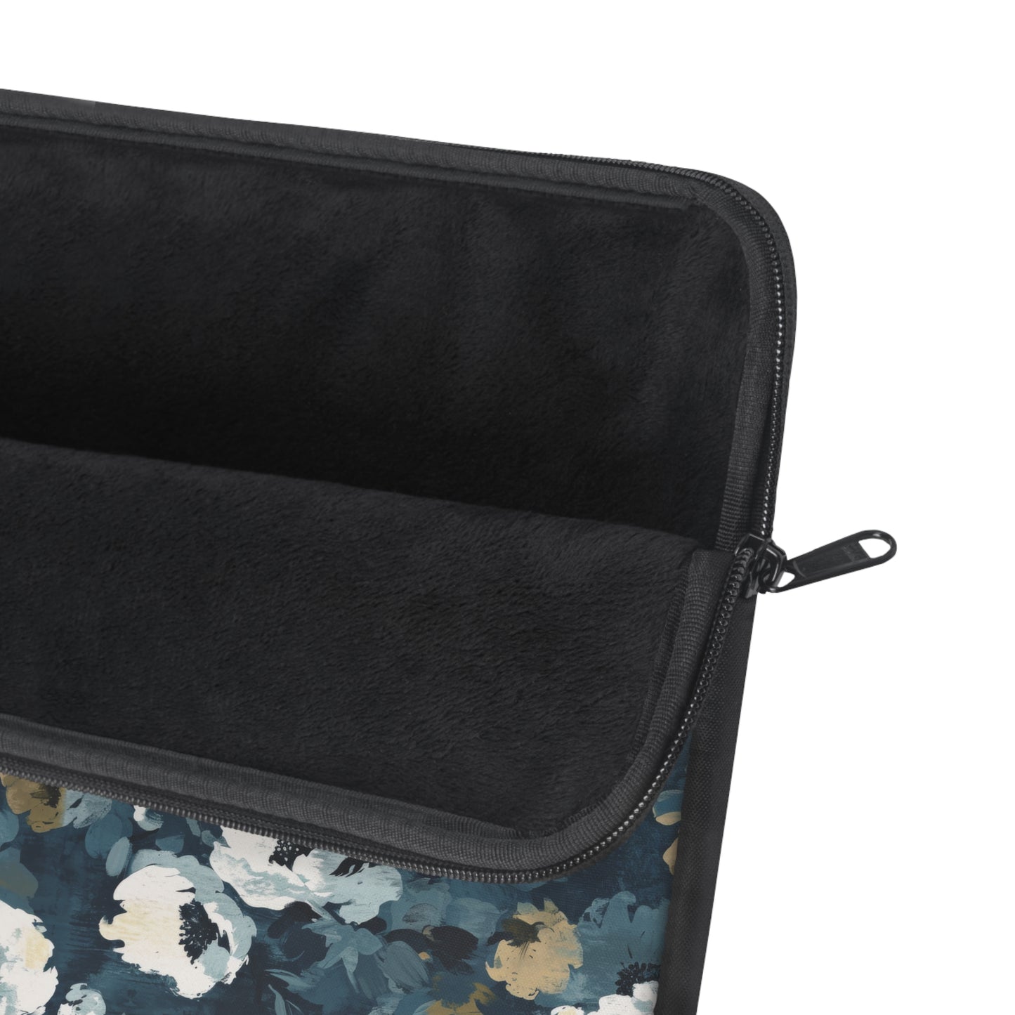 Chic and Artistic Floral Blooms in Shades of Navy, Gray, and Soft Gold Pattern Laptop or Ipad Protective Sleeve 3 Sizes Available