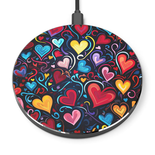 Whimsical Colorful Heart Design Wireless Cell Phone 10W Charger