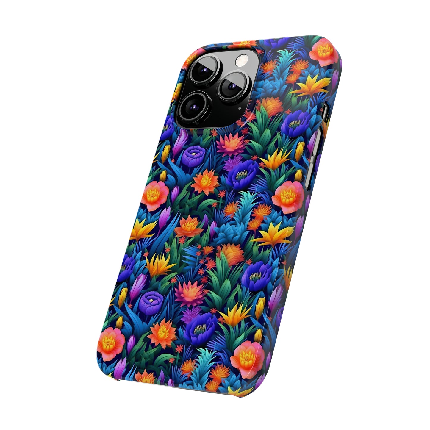 3D Tropical Bright Flowers Iphone 15-12 Slim Phone Case