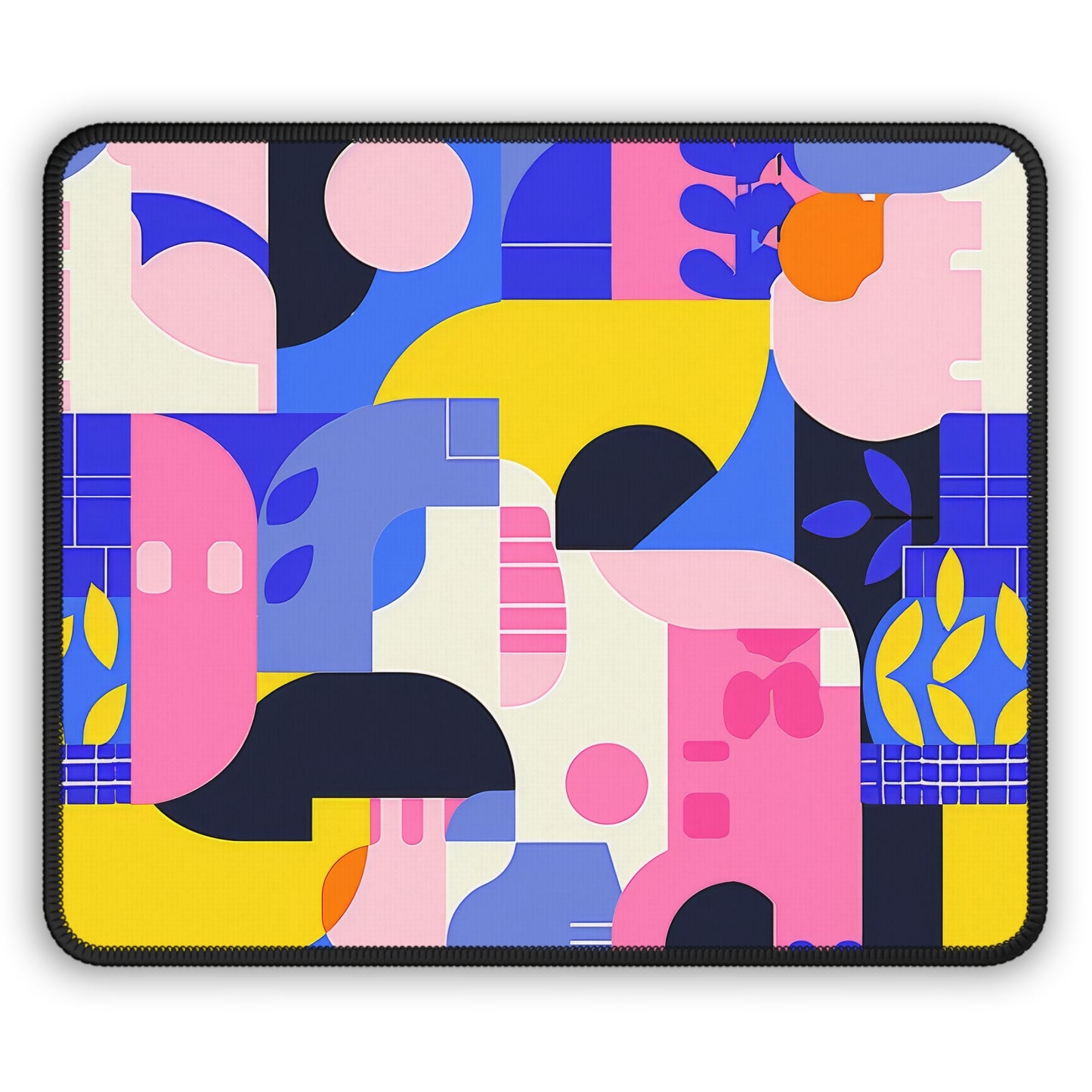 Pop Art in Vibrant Bold Geometric Colors Gaming Mouse Pad with Finished Edges