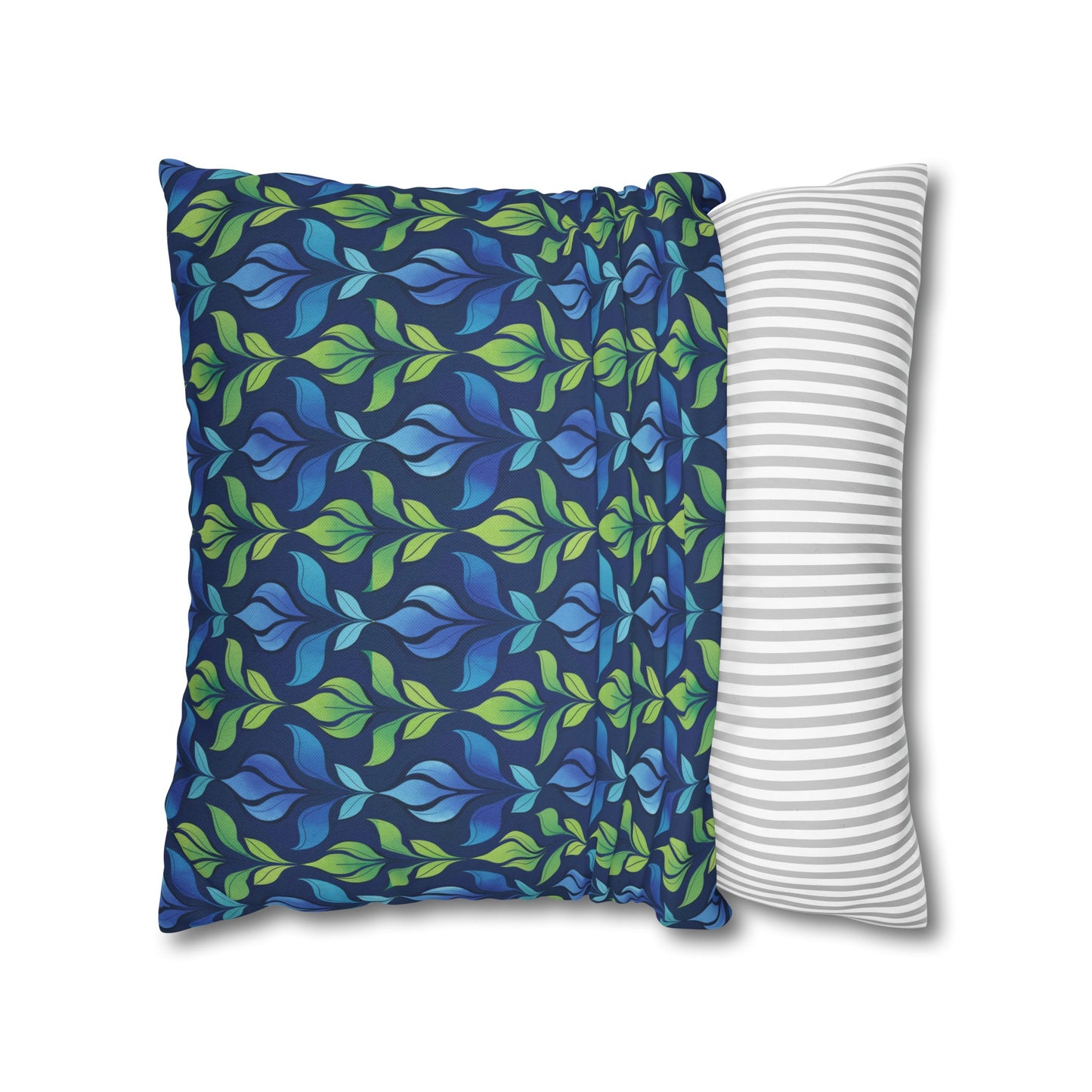 Vintage Blue and Green Botanical Spun Polyester Square Pillowcase 4 Sizes