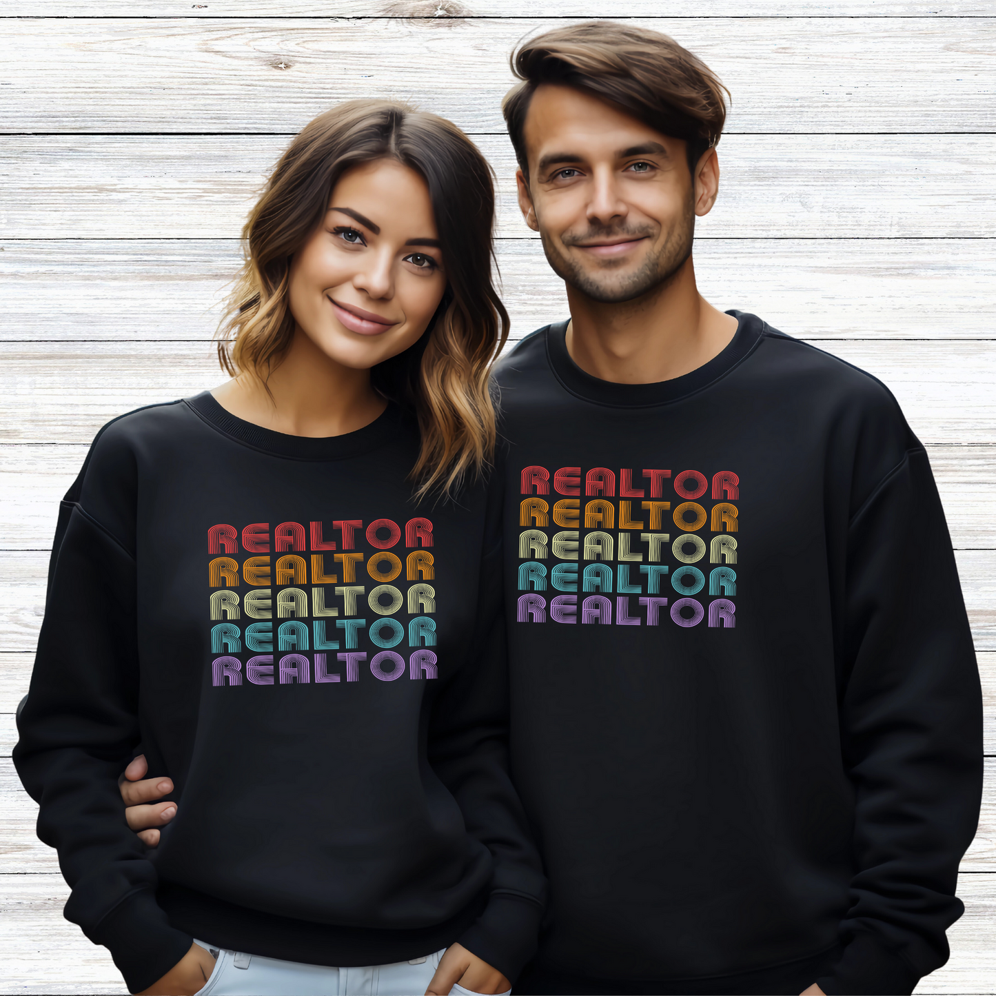 Retro Rainbow Realtor Design  - Crewneck Sweatshirt Unisex S-5XL