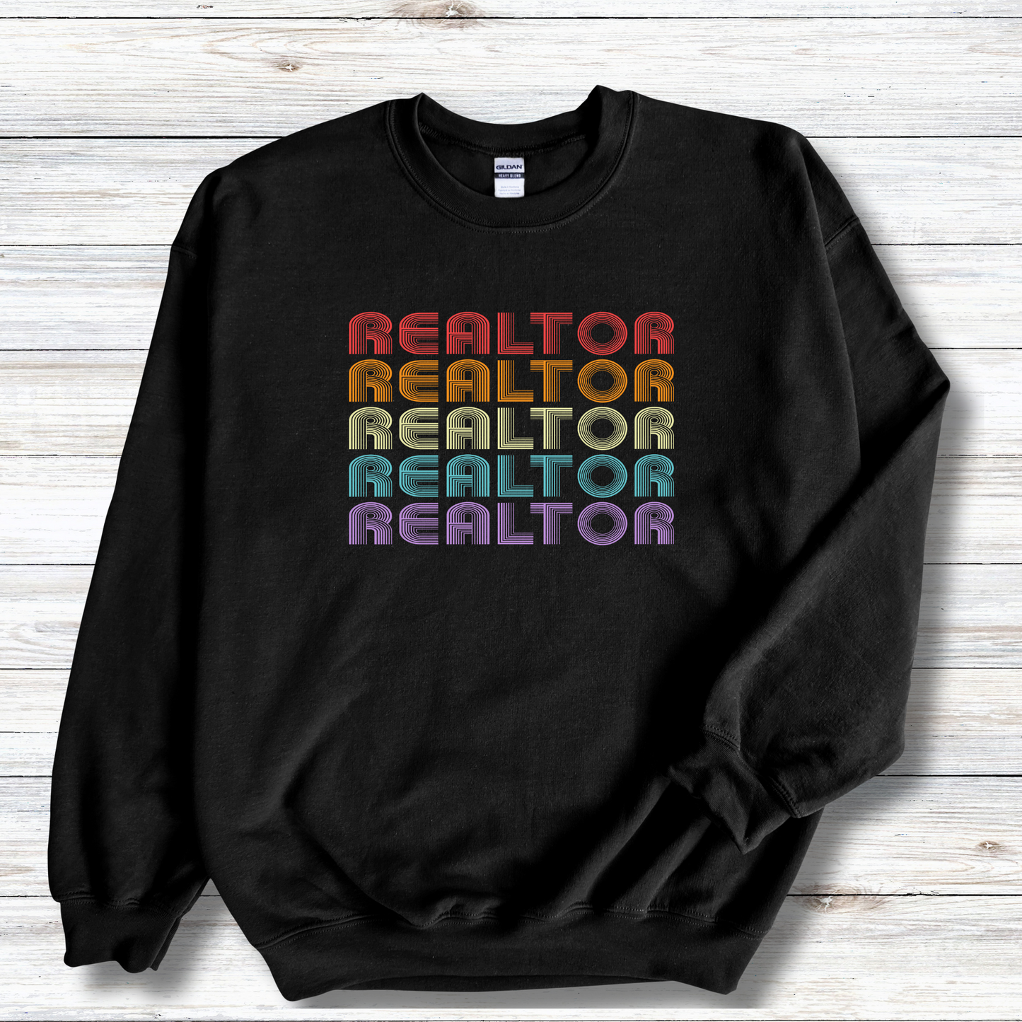 Retro Rainbow Realtor Design  - Crewneck Sweatshirt Unisex S-5XL