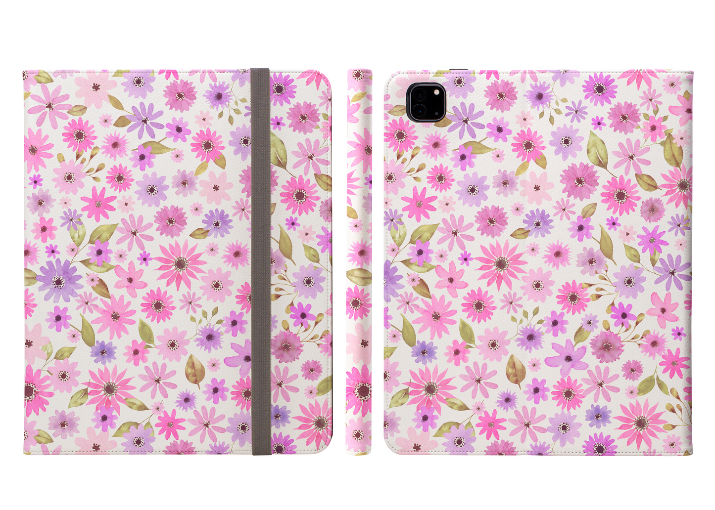 Soft Pastel Watercolor Flowers in Pinks and Purples Ipad Pro 11 & Pro 12.9 Protective Case and Pencil Holder