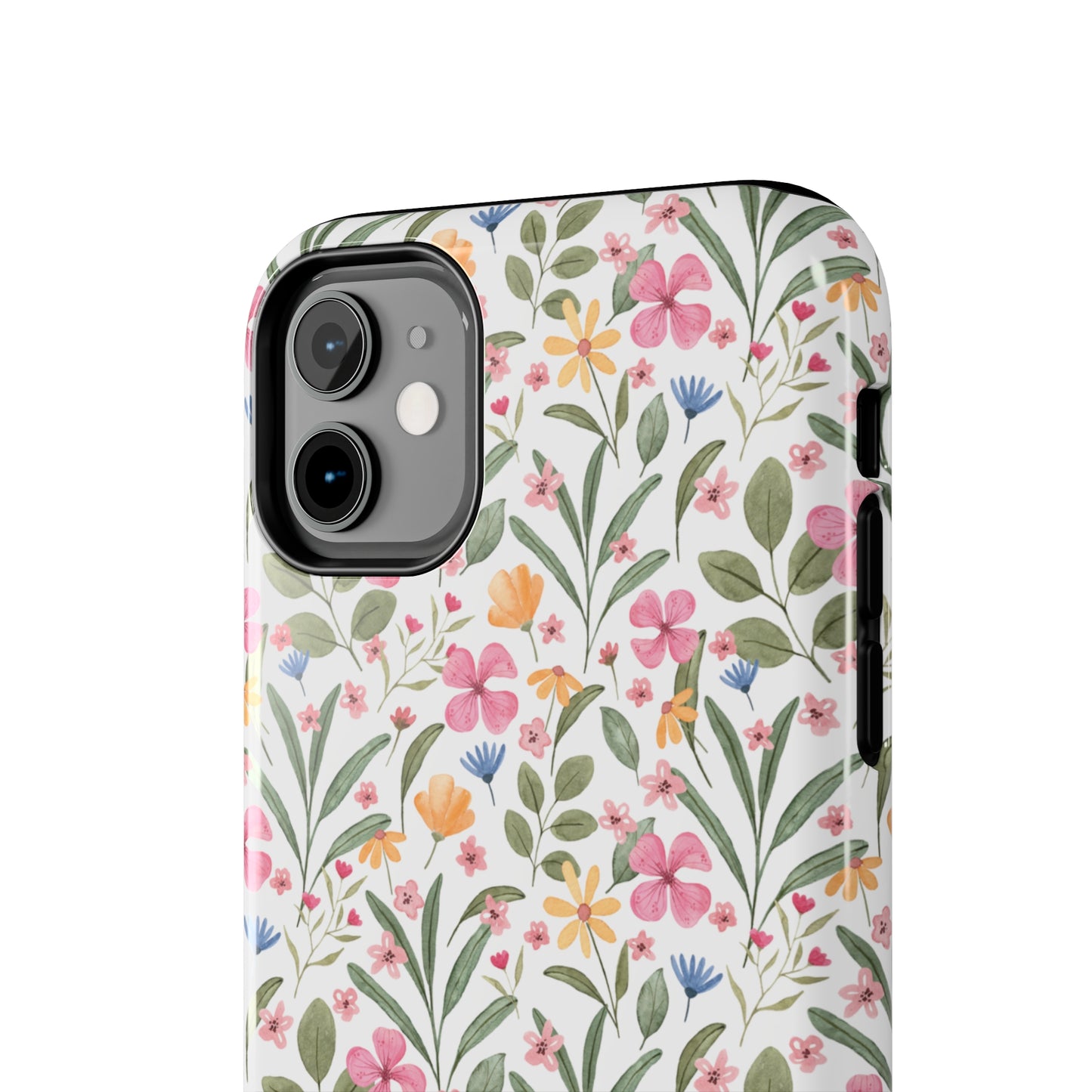 Pink Watercolor Spring Flowers Iphone Tough Phone Case