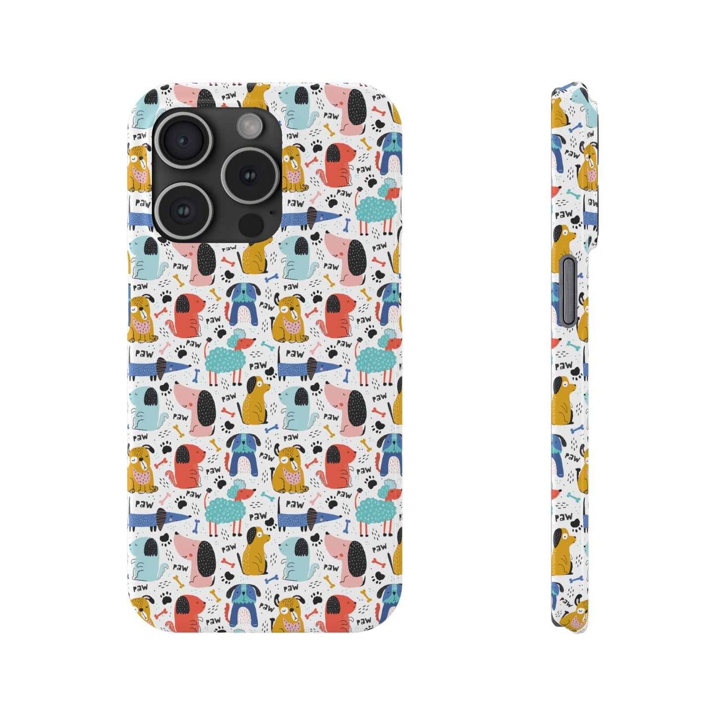 Playful Pups: Colorful Cartoon Dogs Iphone 15-12 Slim Phone Case