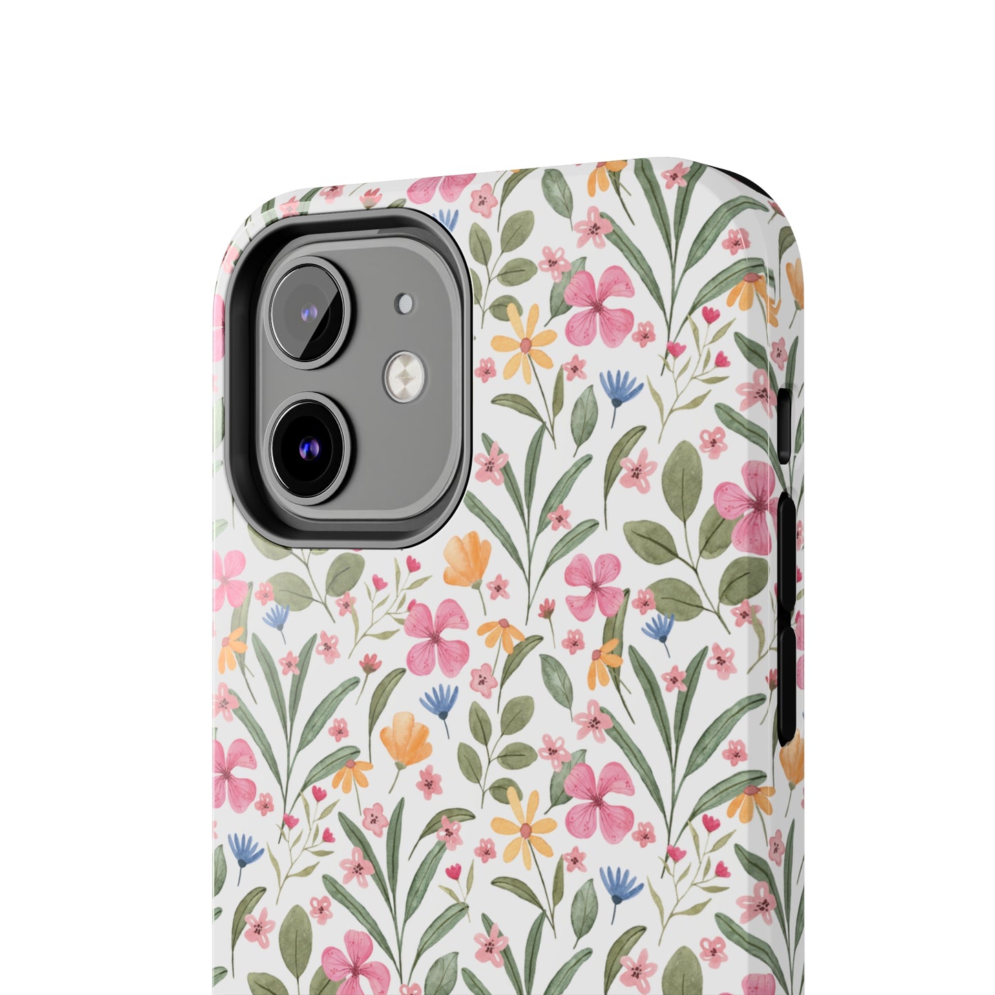 Pink Watercolor Spring Flowers Iphone Tough Phone Case