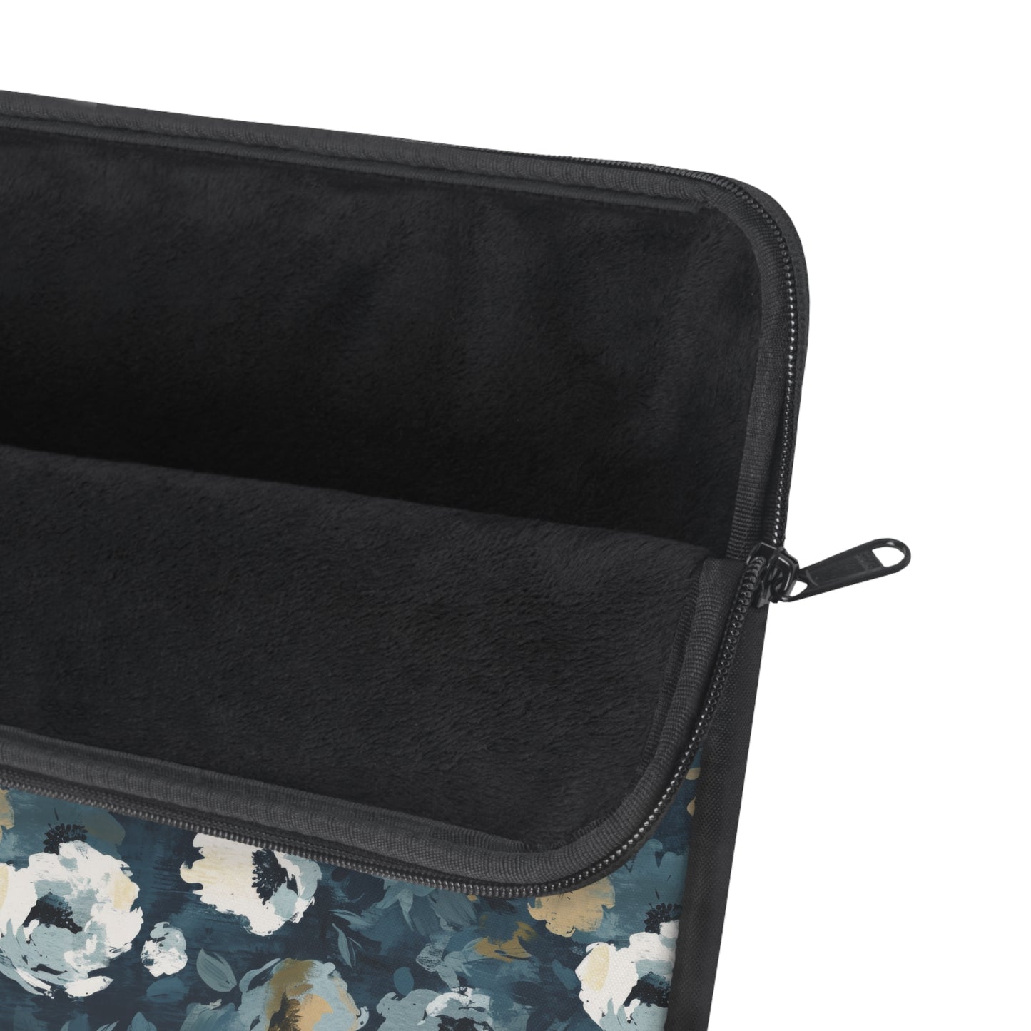 Chic and Artistic Floral Blooms in Shades of Navy, Gray, and Soft Gold Pattern Laptop or Ipad Protective Sleeve 3 Sizes Available