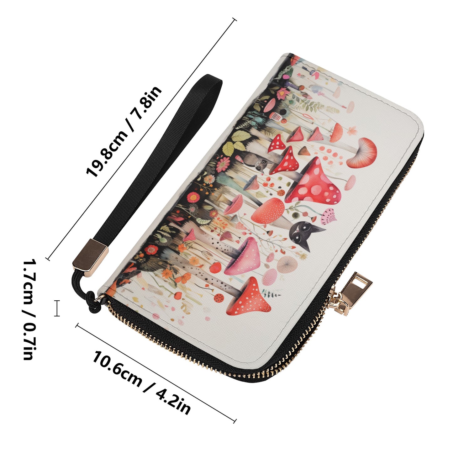 Cats Prowling Amongst the Mushroom Garden, Playfully Peering Over the Caps - Wristlet Wallet Leather (PU)