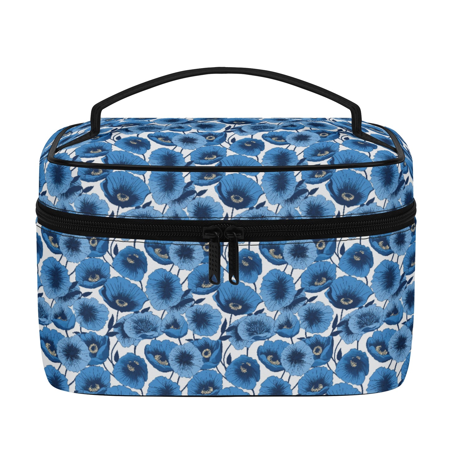 Vivid Blooms Bright Blue Poppies Design - Cosmetic or Toiletry Bag Faux Leather (PU)