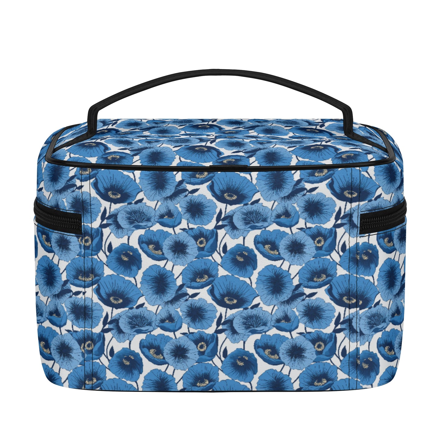 Vivid Blooms Bright Blue Poppies Design - Cosmetic or Toiletry Bag Faux Leather (PU)