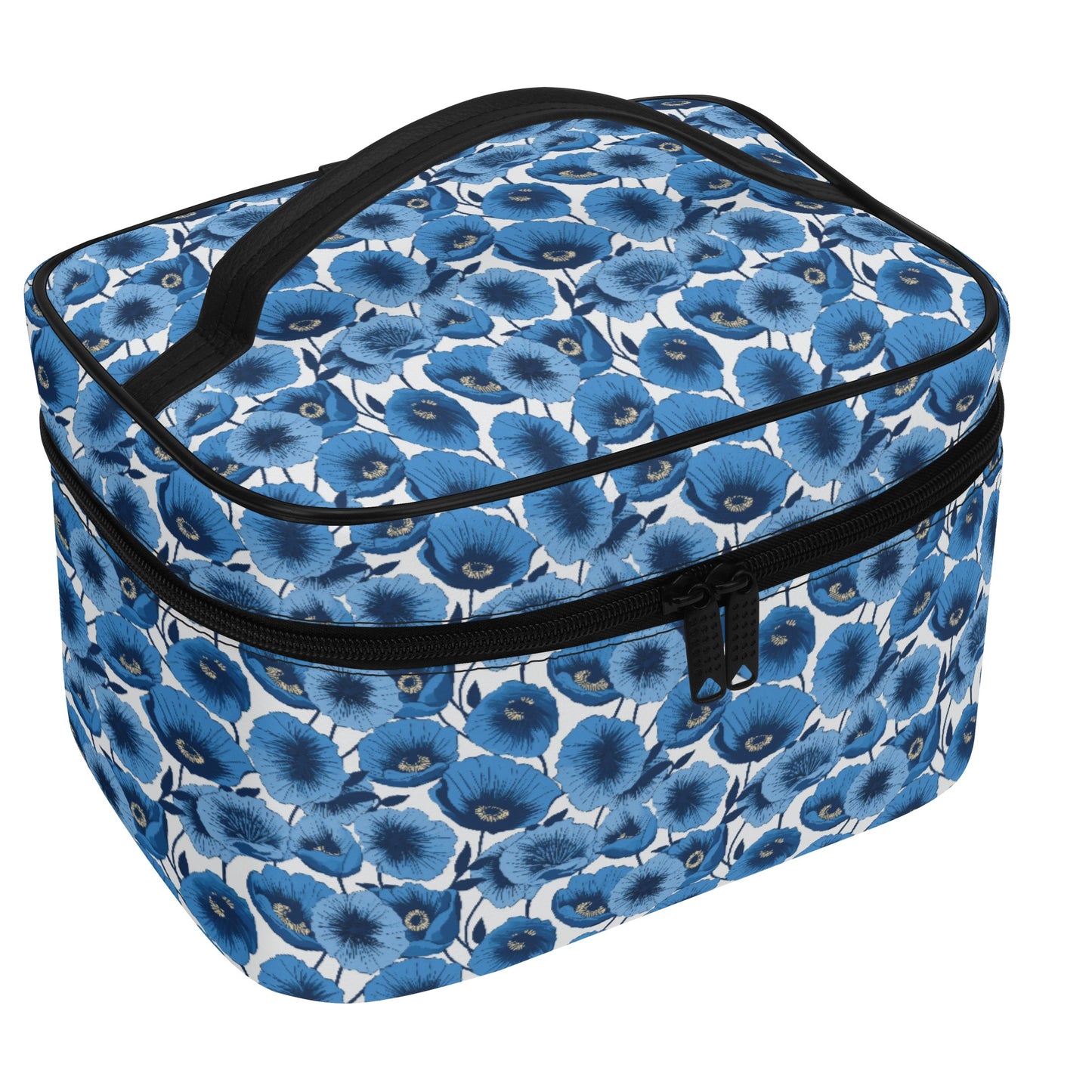 Vivid Blooms Bright Blue Poppies Design - Cosmetic or Toiletry Bag Faux Leather (PU)