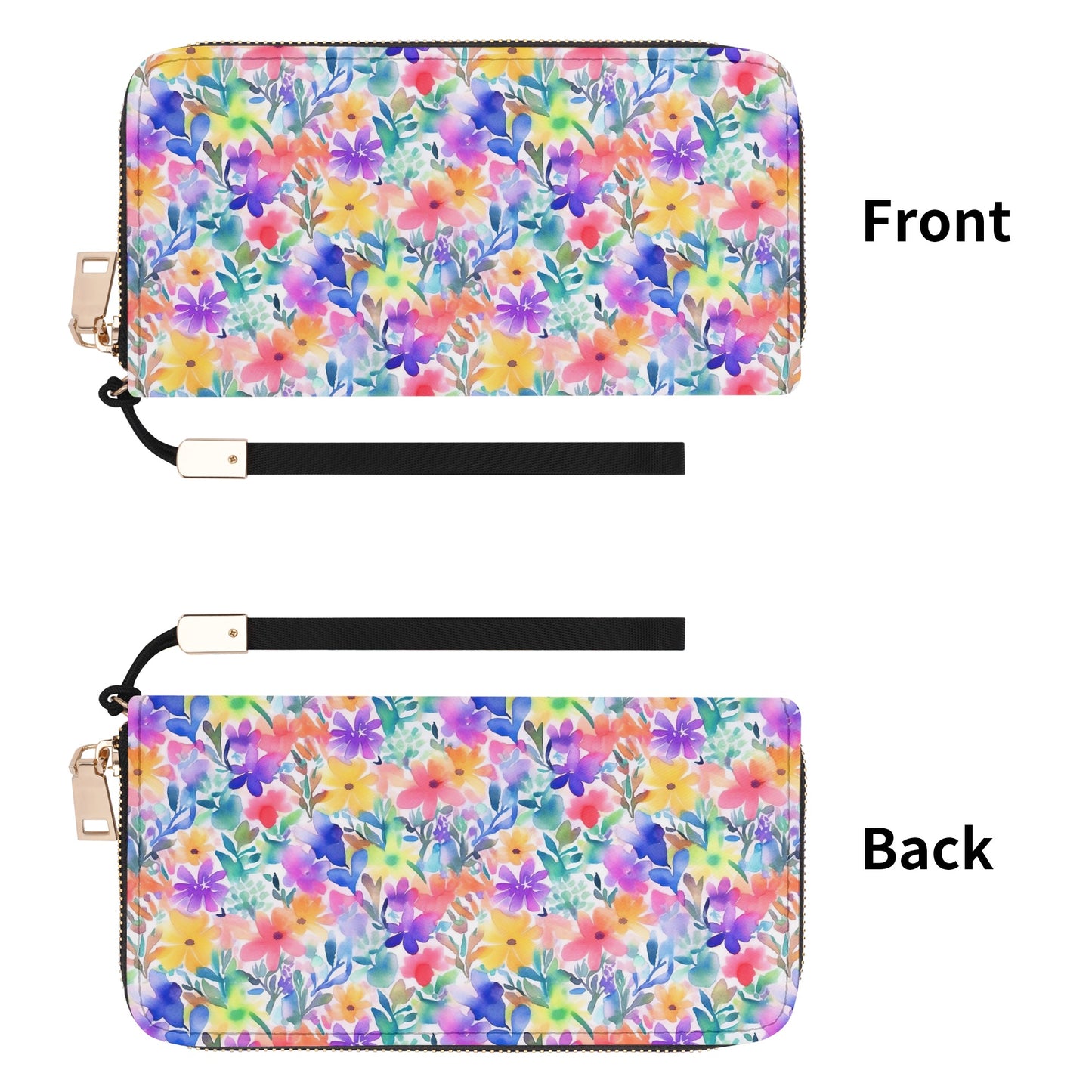 Radiant Watercolor Blooms: Bright and Vivid Floral  Design - Wristlet Wallet Leather (PU)