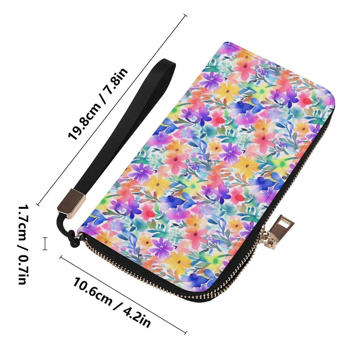 Radiant Watercolor Blooms: Bright and Vivid Floral  Design - Wristlet Wallet Leather (PU)