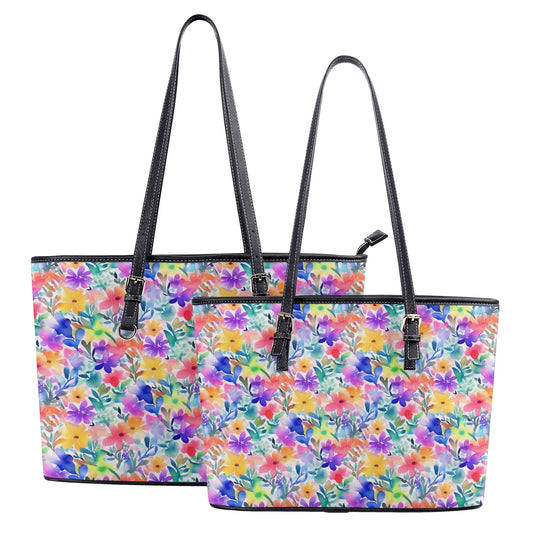 Radiant Watercolor Blooms: Bright and Vivid Floral  Design Professional Tote Bag Faux Leather (PU) - 2 Sizes