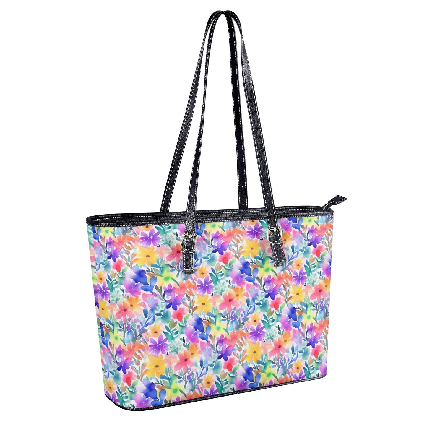 Radiant Watercolor Blooms: Bright and Vivid Floral  Design Professional Tote Bag Faux Leather (PU) - 2 Sizes